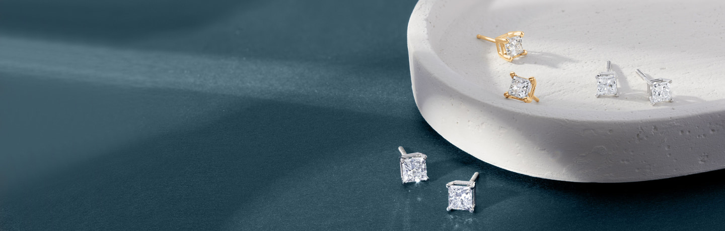 Princess Diamond Solitaire Studs