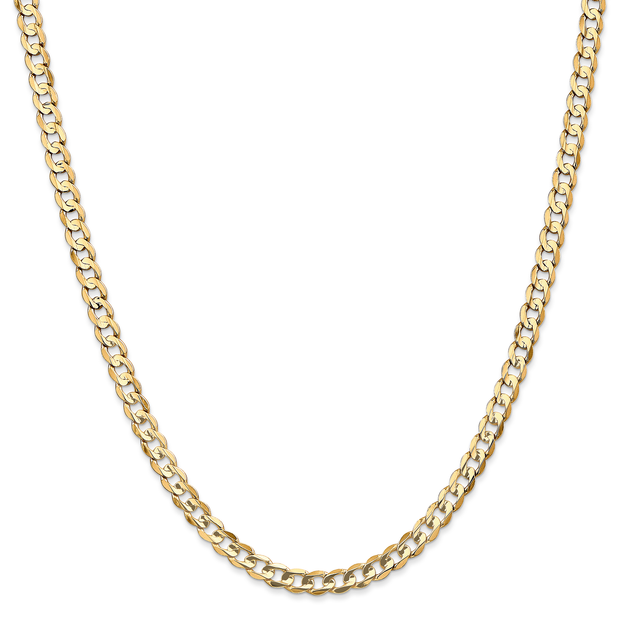 Reeds 10K Yellow Gold 4.5mm Open Concave Curb Chain Necklace - 28 Inches