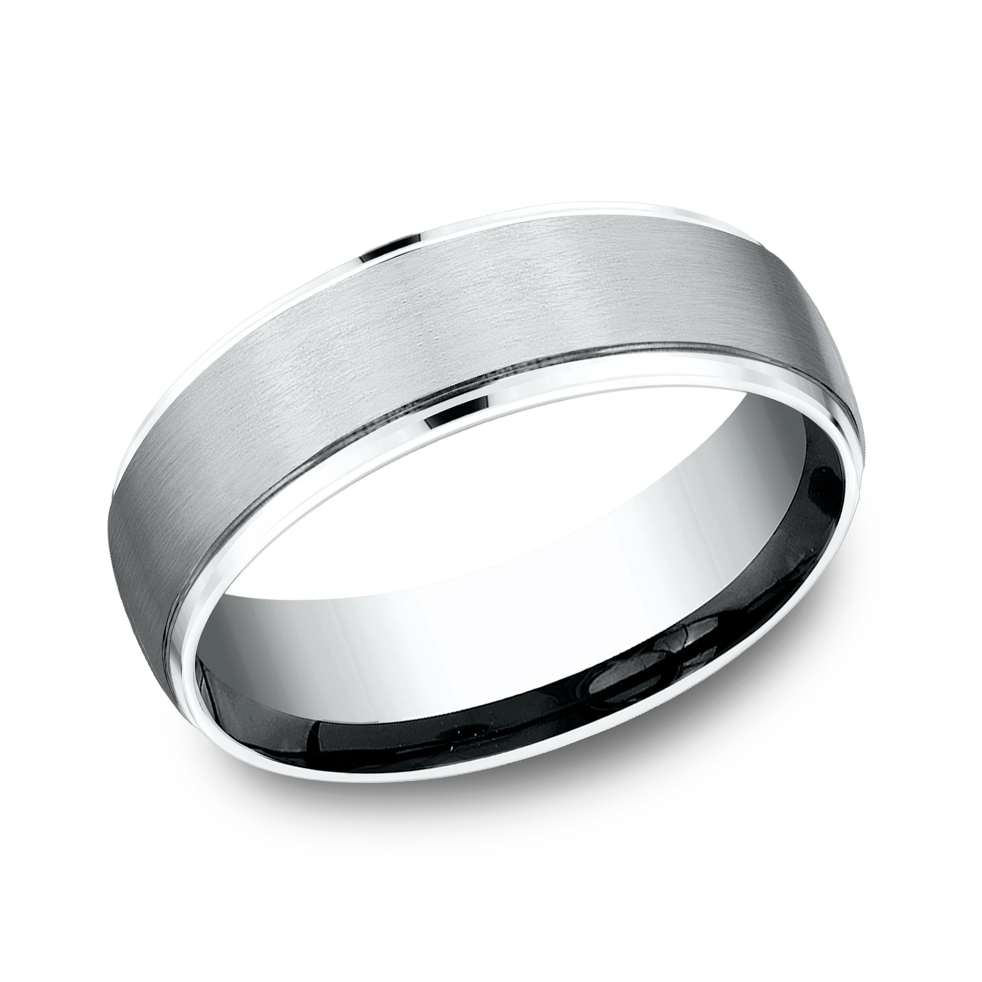 REEDS Womens 14K White Gold 65Mm Satin Finish Drop Edge Lightweight Comfort Fit Wedding Band Ring Size 7 1900$