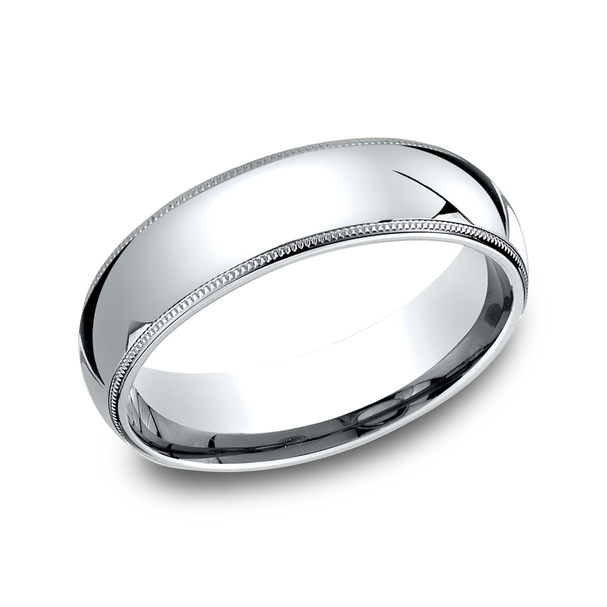 REEDS Womens 14K White Gold 6Mm Milgrain Low Dome Comfort Fit Wedding Band - Size 145 1750$