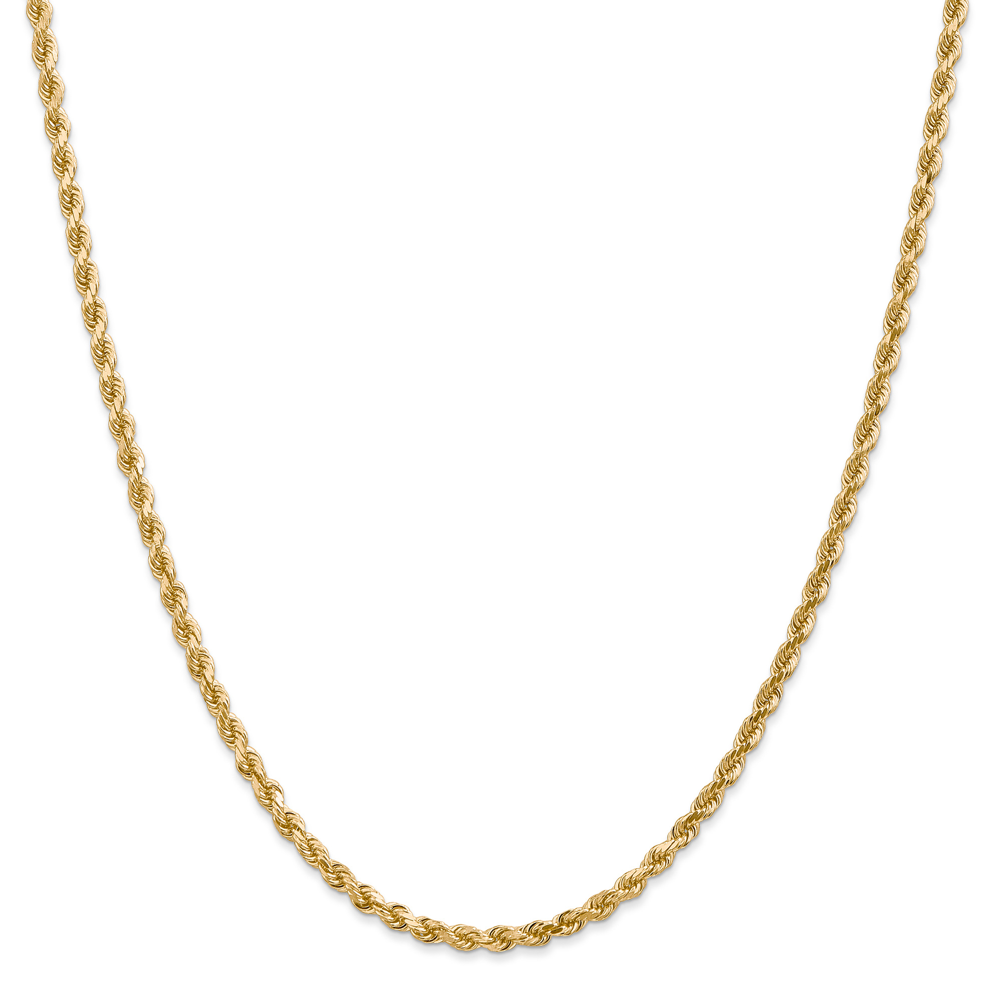 REEDS 14K Yellow Gold 3mm Diamond-Cut Rope Chain Necklace Necklace Length 16 Inches 3400$
