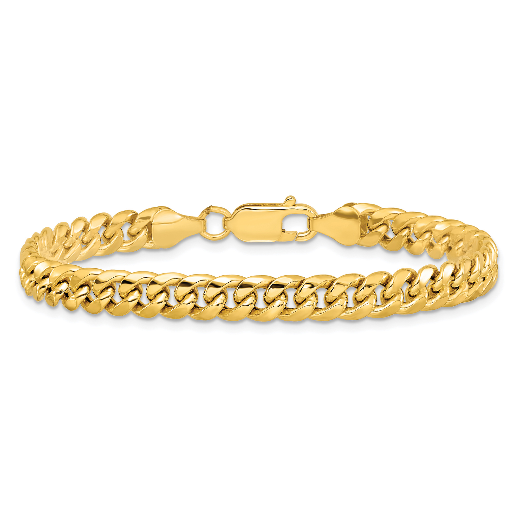 REEDS 14K Yellow Gold 6mm Miami Cuban Chain Bracelet Bracelet Length 7 Inches 2300$