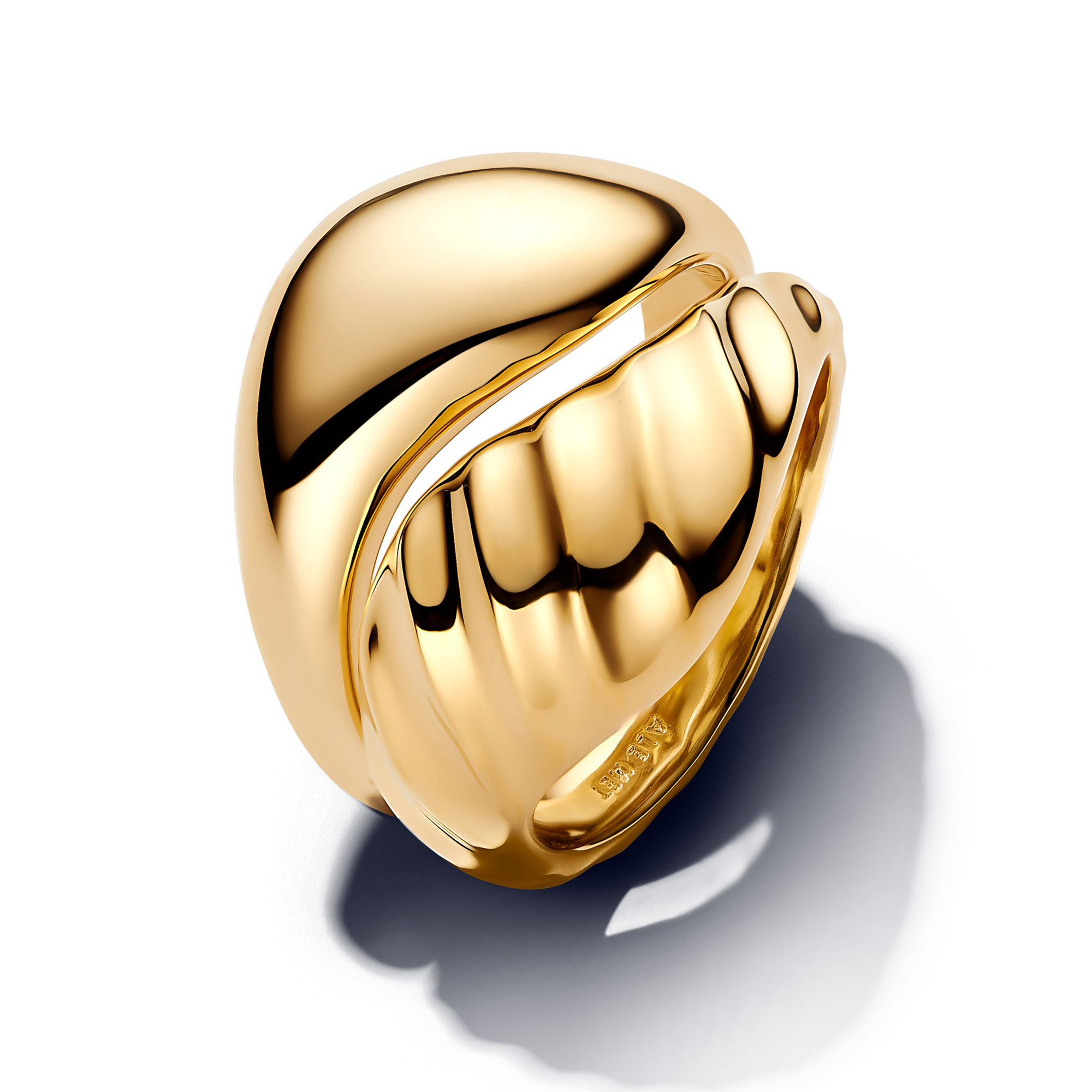 Pandora Women's  Essence Rippled Gold-Plated Stacking Rings - Size 7.5