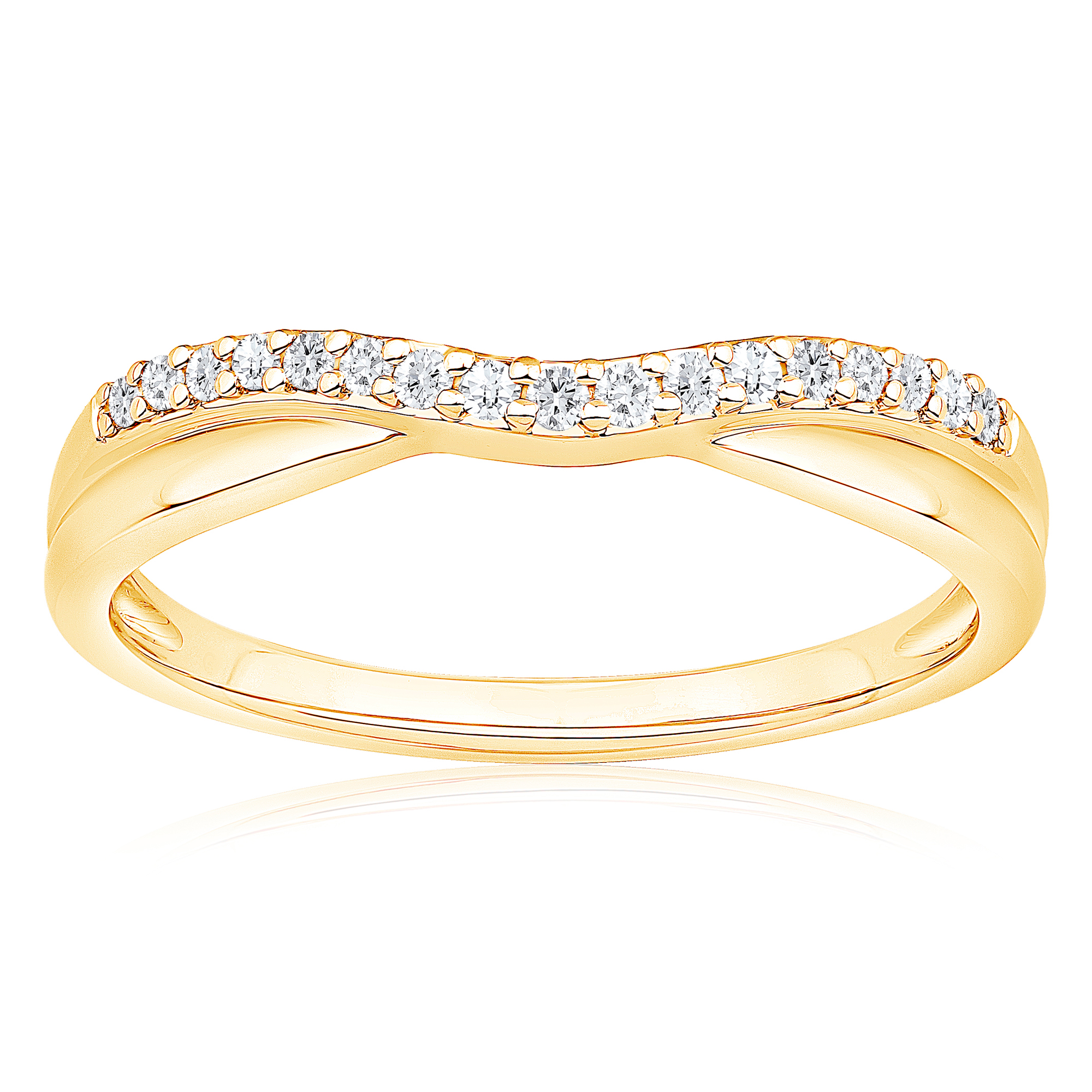 1/10ctw Diamond Curved Yellow Gold Wedding Band - Embrace Collection