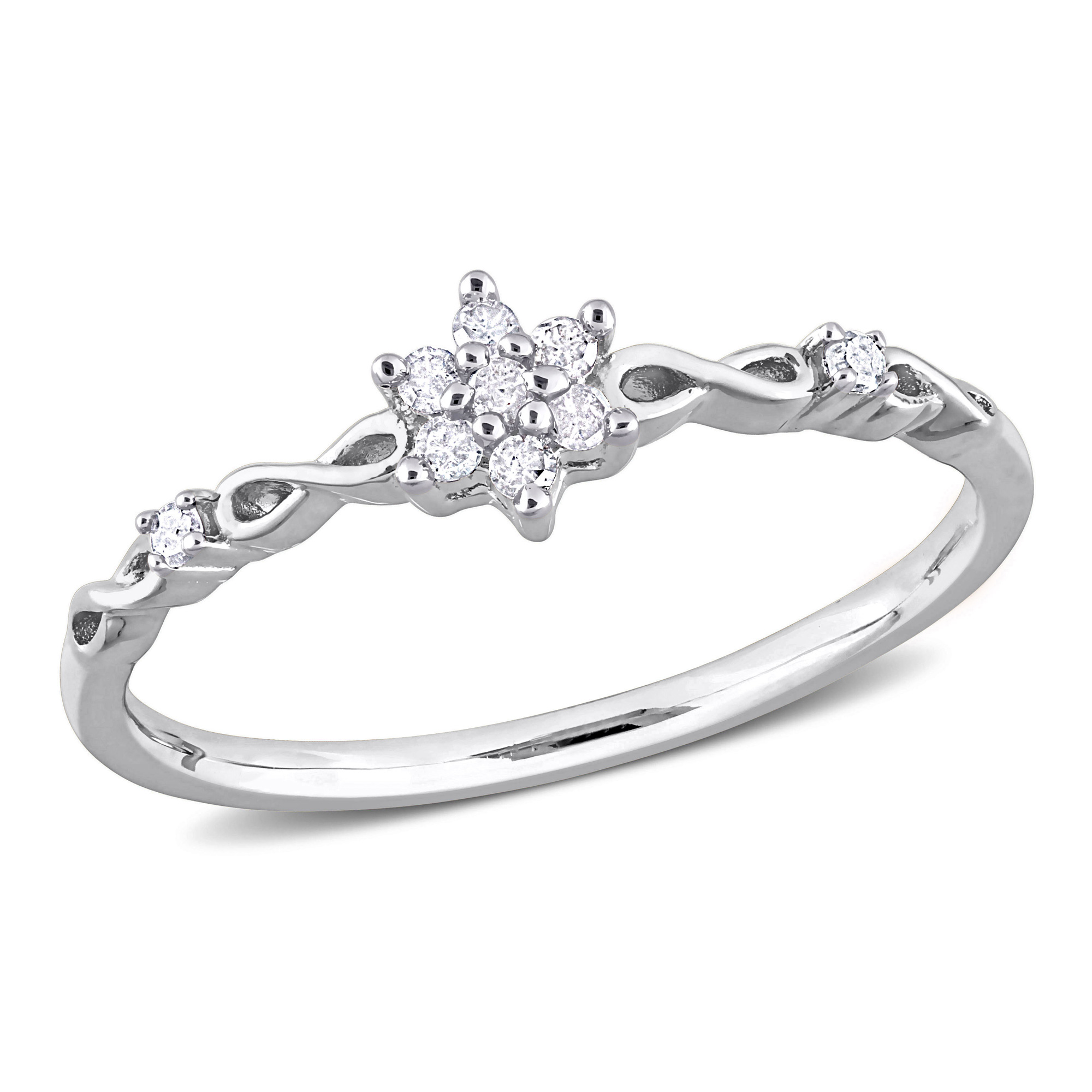 1/10ctw Diamond Floral Sterling Silver Infinity Promise Ring - Size 10 -  REEDS, RDJ004623-1000