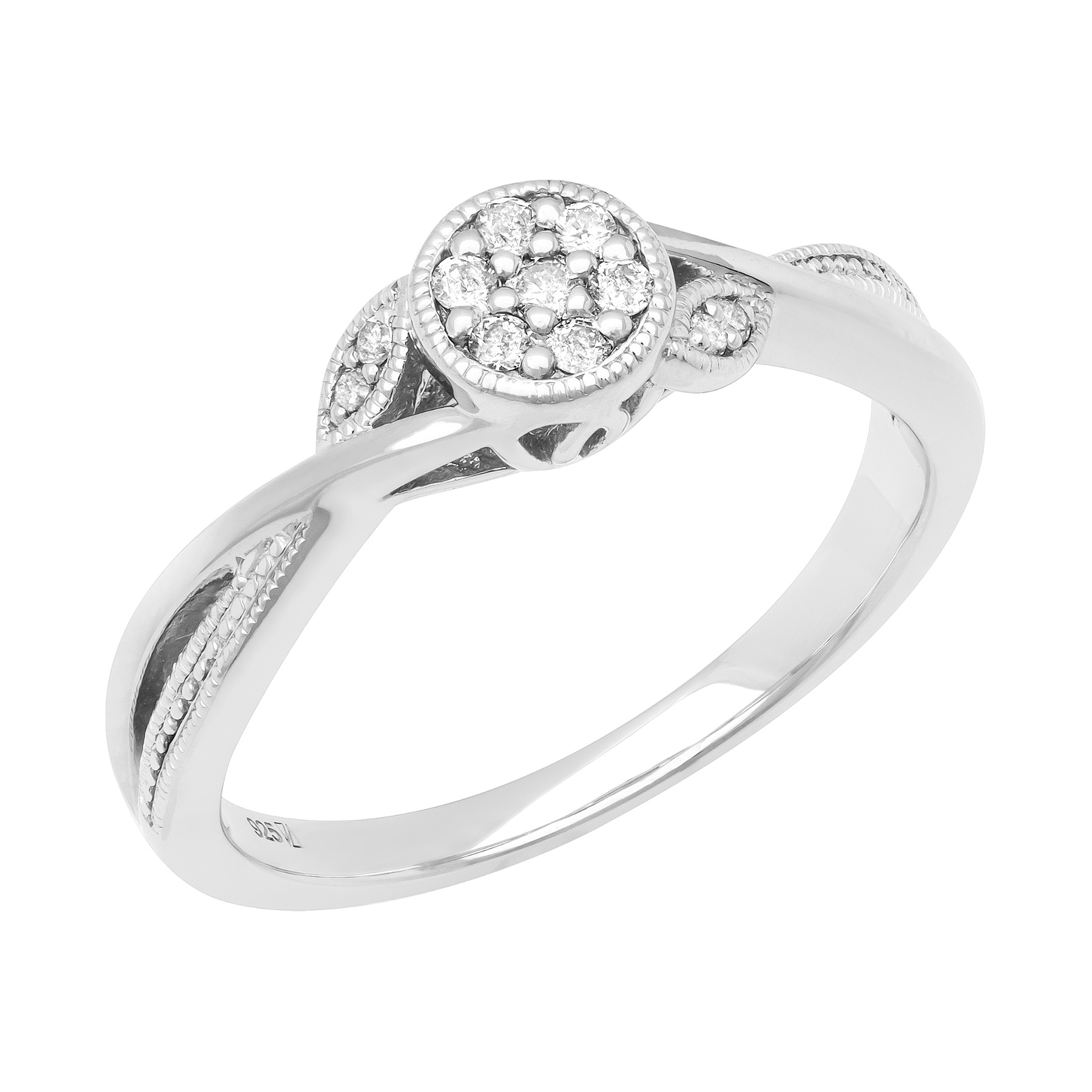 1/10ctw Diamond Leaf Sterling Silver Promise Ring - Size 6