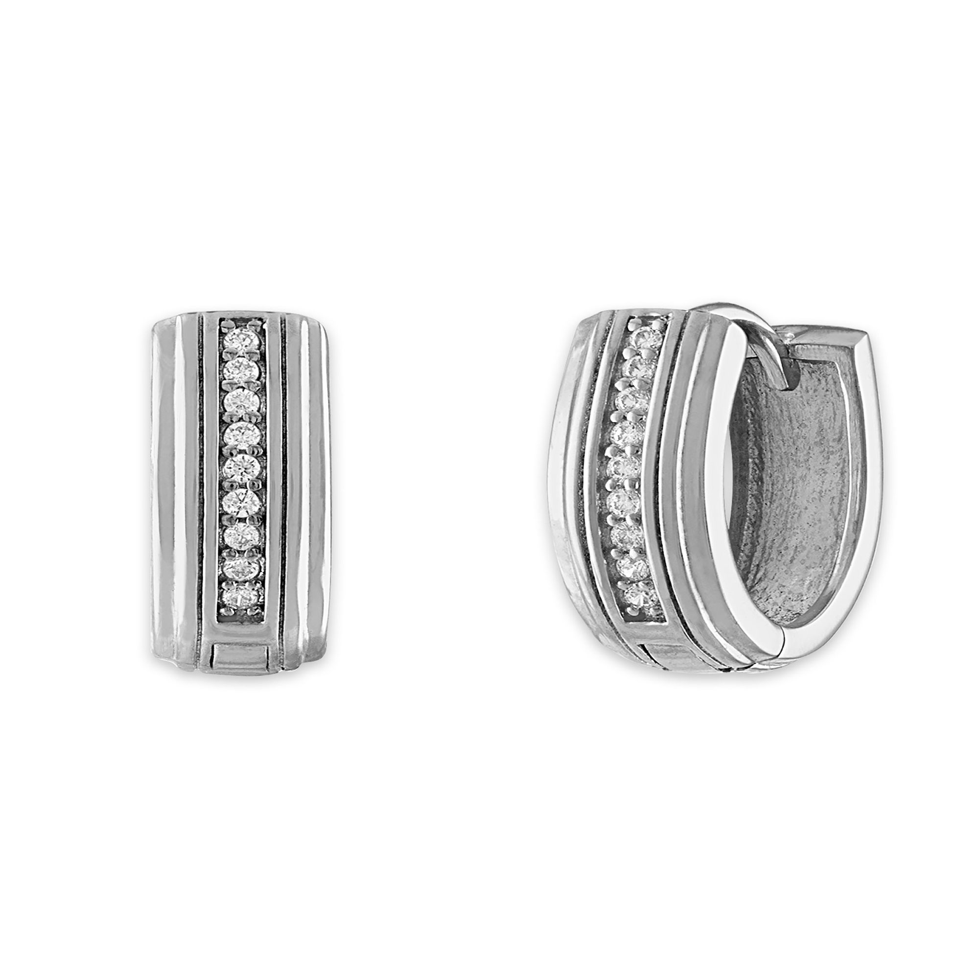 1/10ctw Diamond Sterling Silver Huggie Hoop Earrings