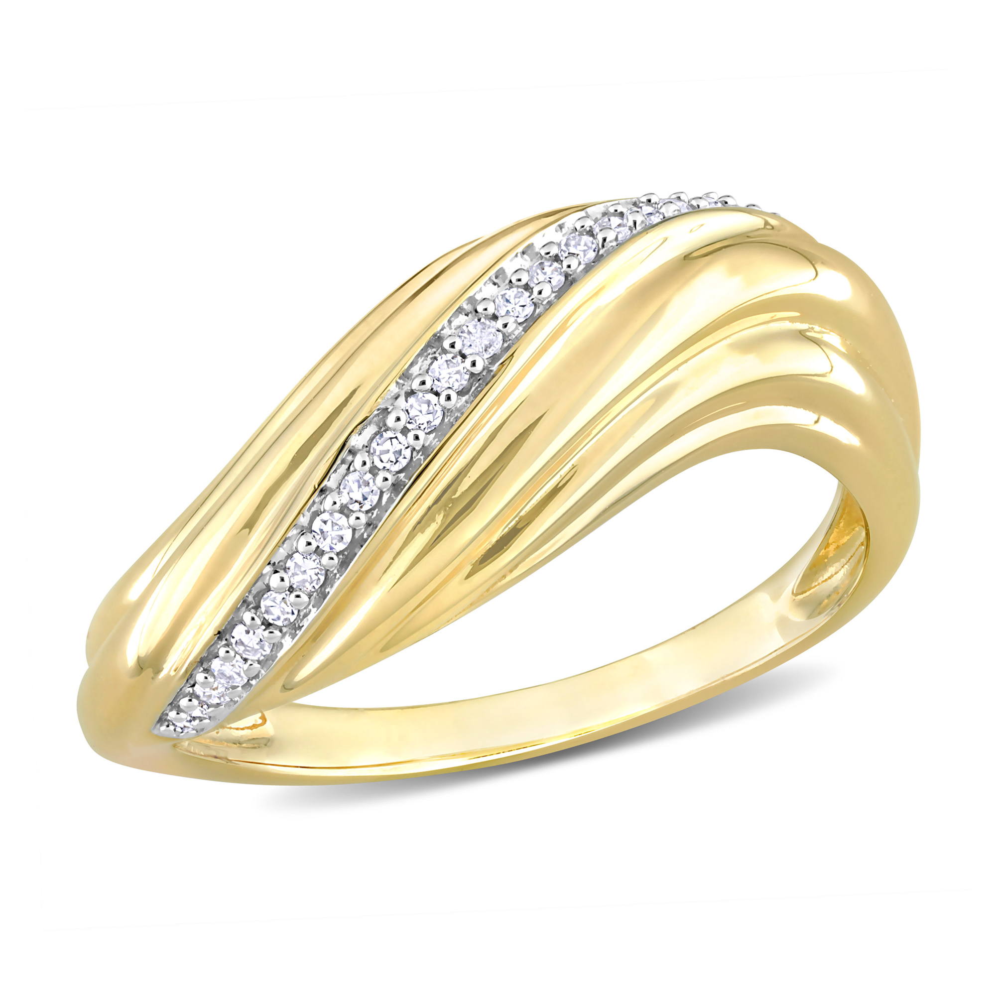 1/10ctw Diamond Swirl Yellow Gold Fashion Ring - Size 6.5
