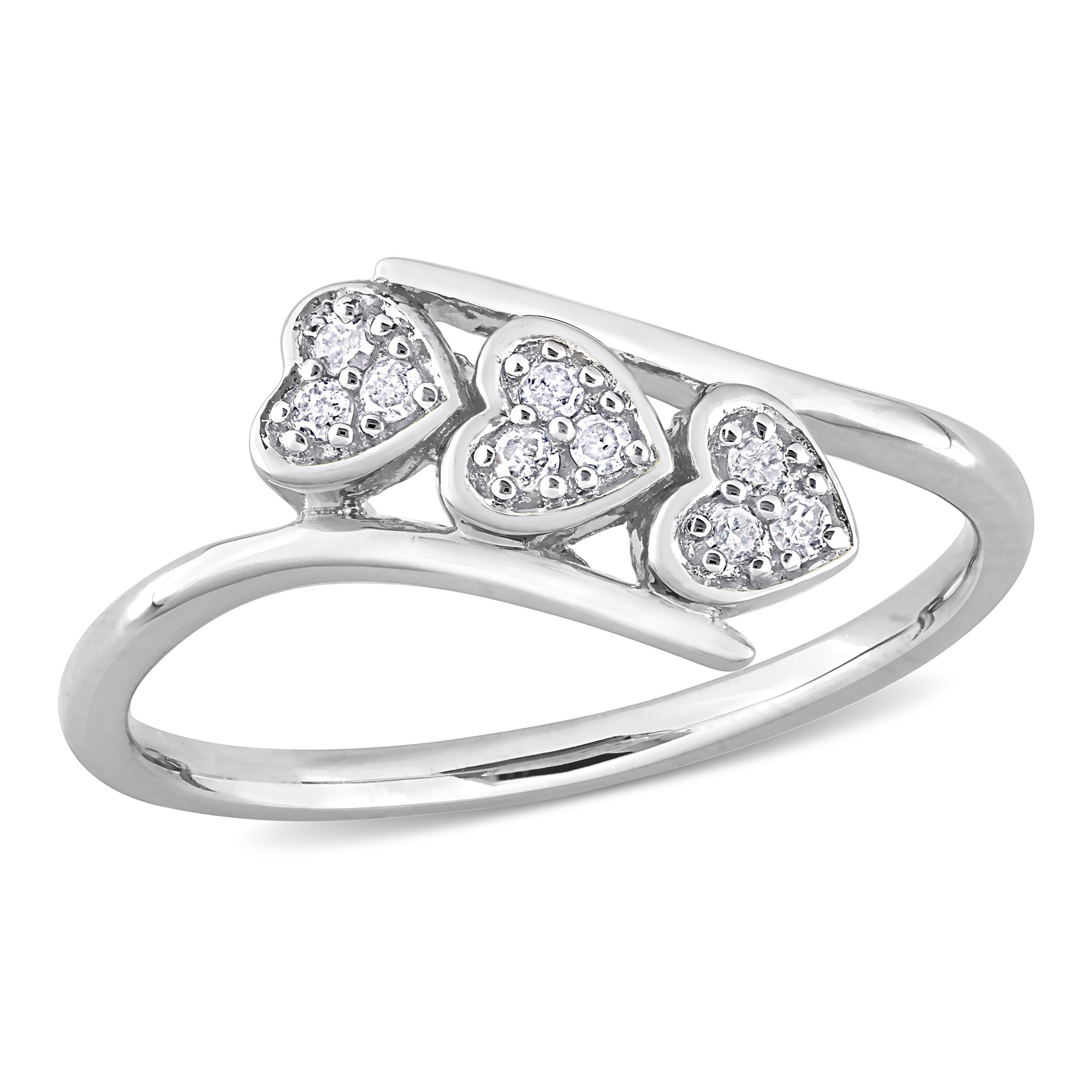 1/10ctw Diamond Triple Heart Sterling Silver Bypass Promise Ring - Size 5 -  REEDS, RDJ005621-0500