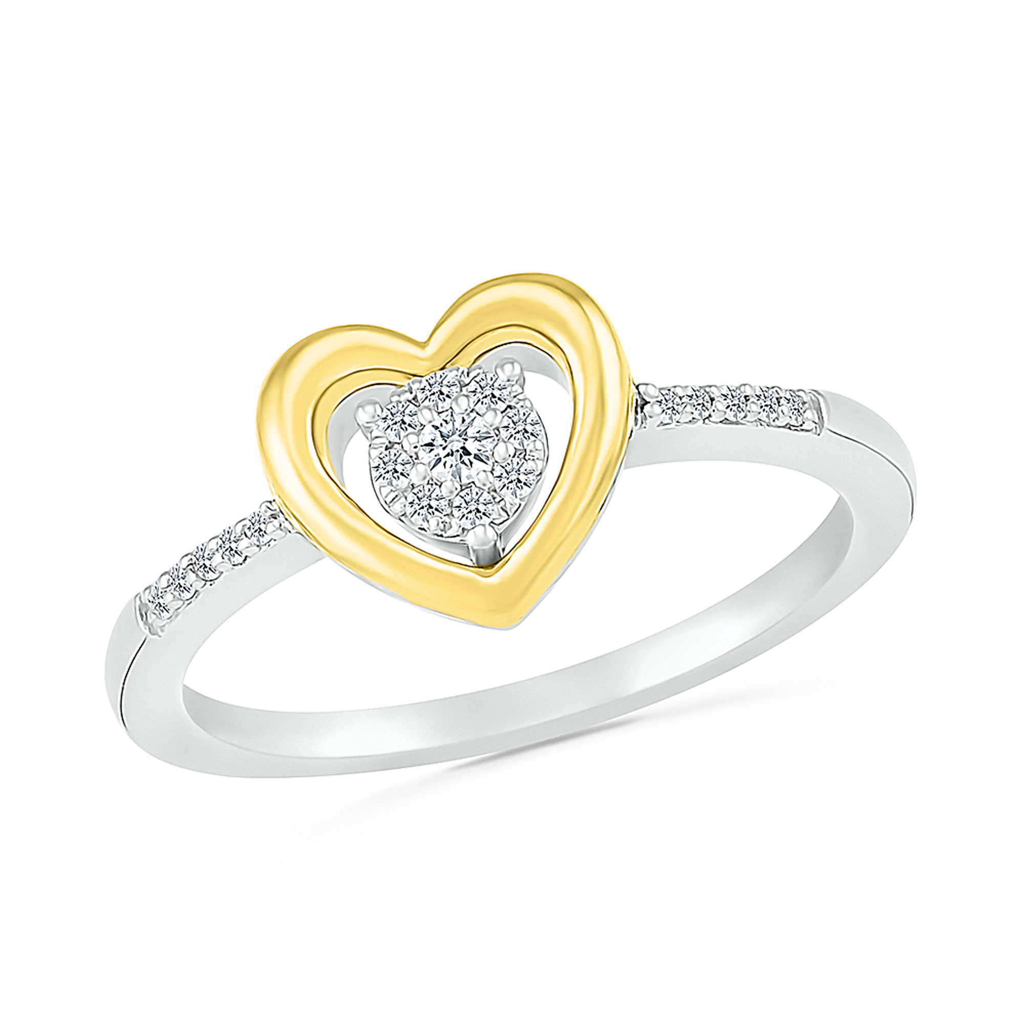 1/10ctw Diamond Two-Tone Heart Ring | Size 8