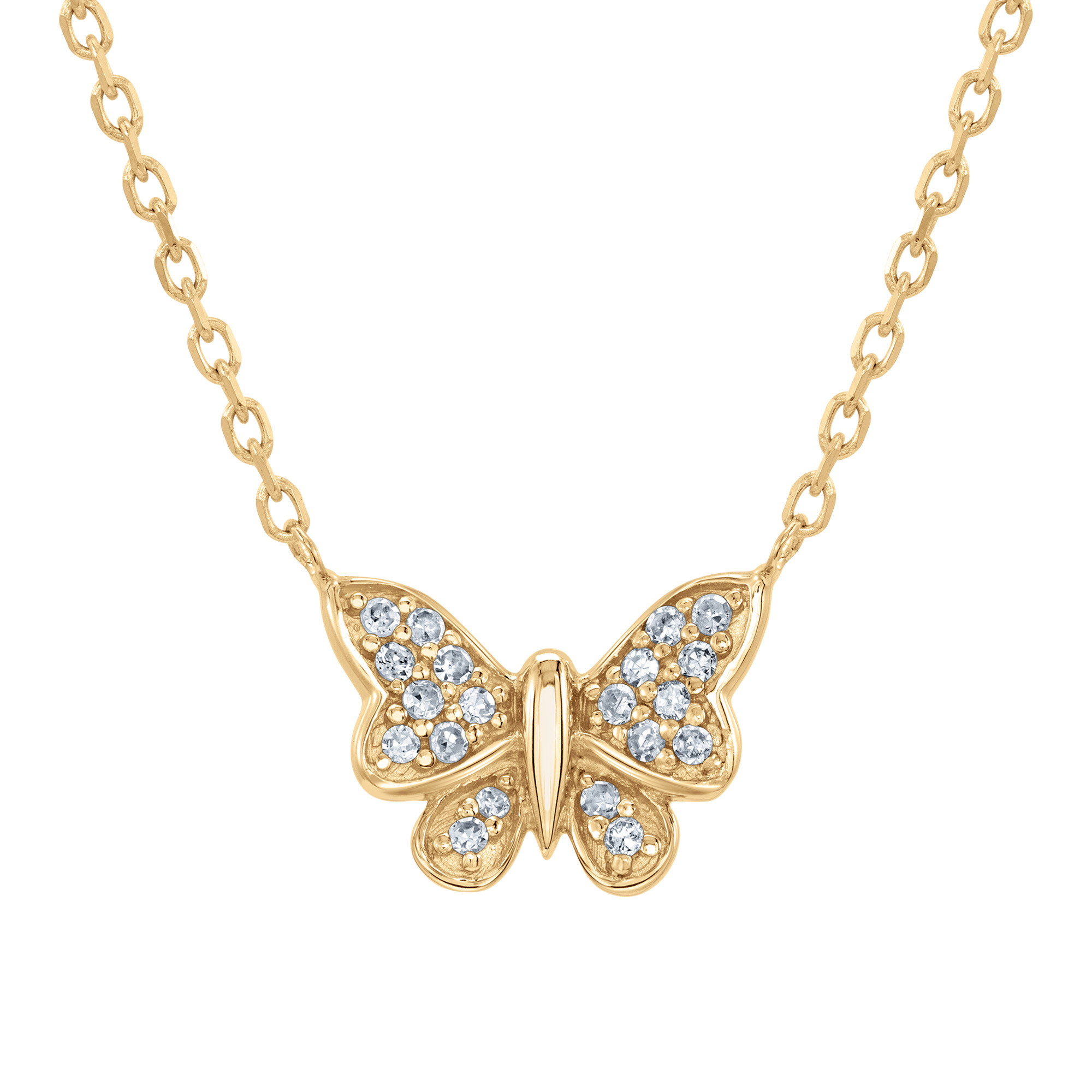 1/15ctw Diamond Butterfly Yellow Gold Necklace