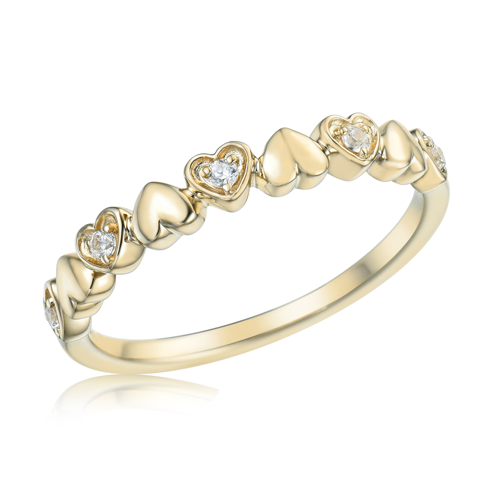 1/15ctw Diamond Heart Yellow Gold Stackable Ring - Size 9