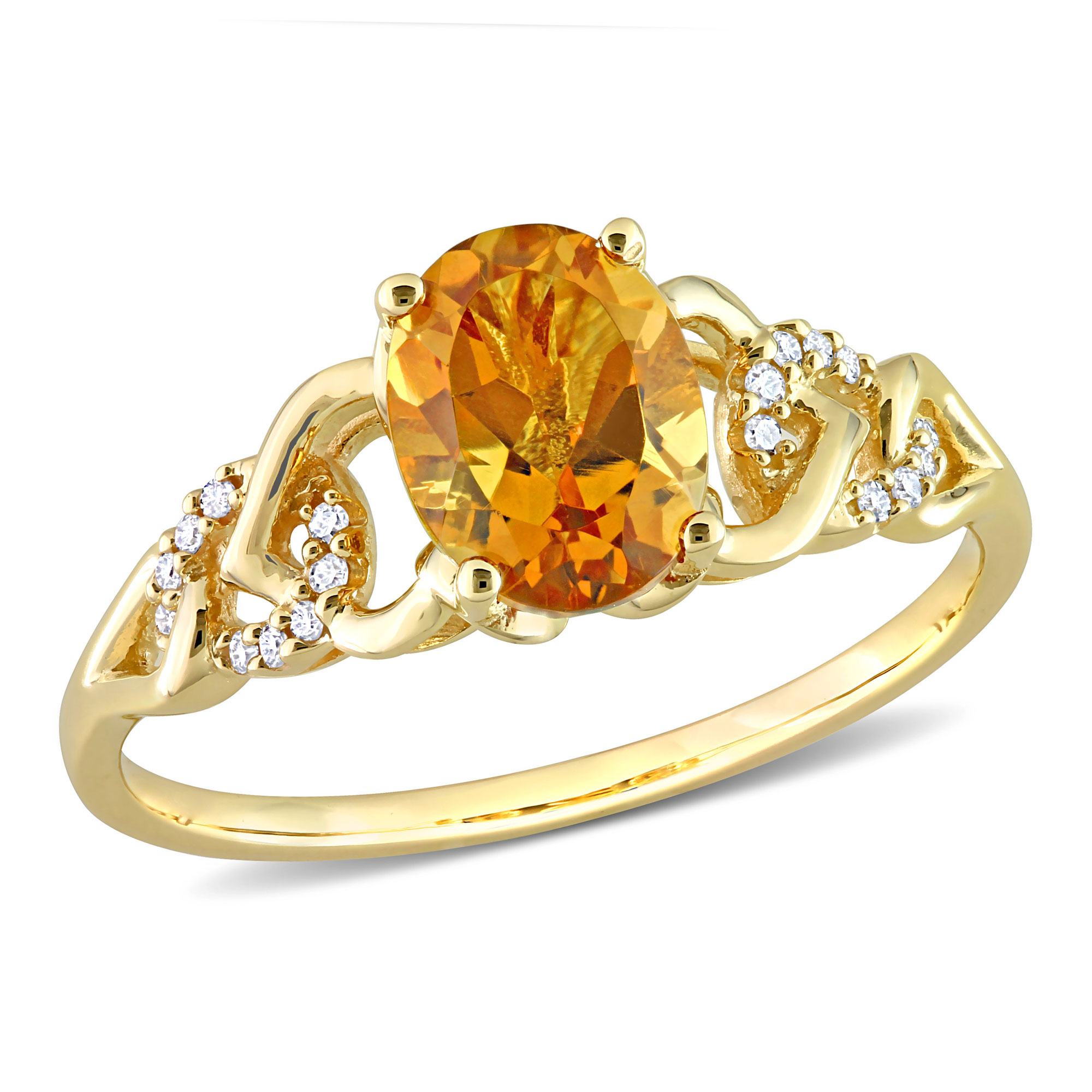 Madeira Citrine and Diamond Accent Yellow Gold Ring - Size 9
