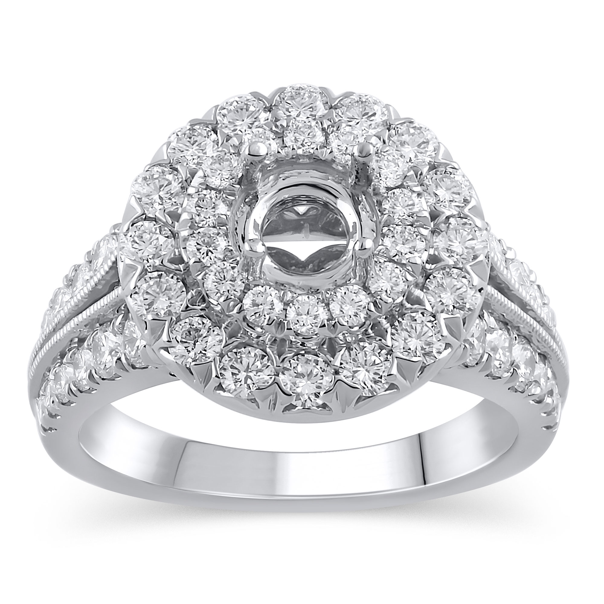 1 1/2ctw Double Diamond Halo Engagement Ring Setting | Design Col