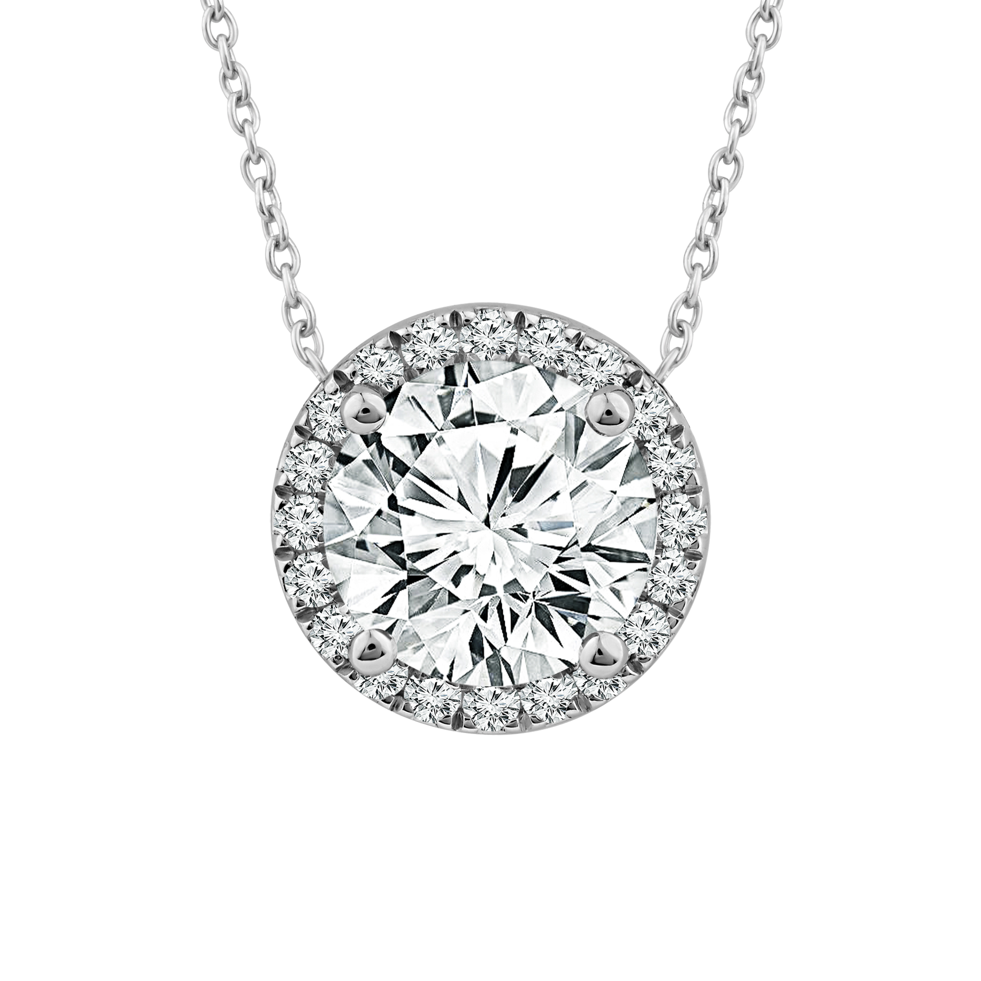 REEDS 1 14ctw Econic Star Round Lab Grown Diamond Halo White Gold Pendant Necklace 2500$