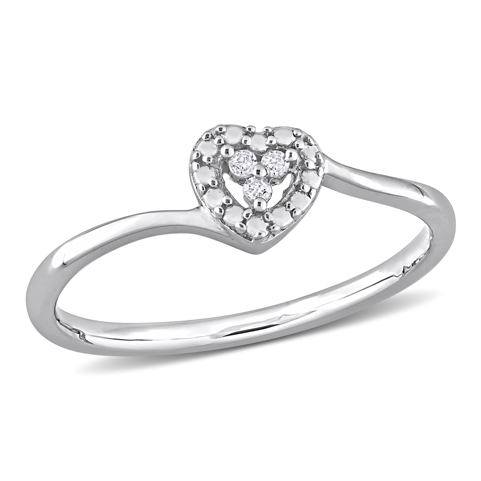 1/20ctw Diamond Heart Sterling Silver Promise Ring - Size 9.5