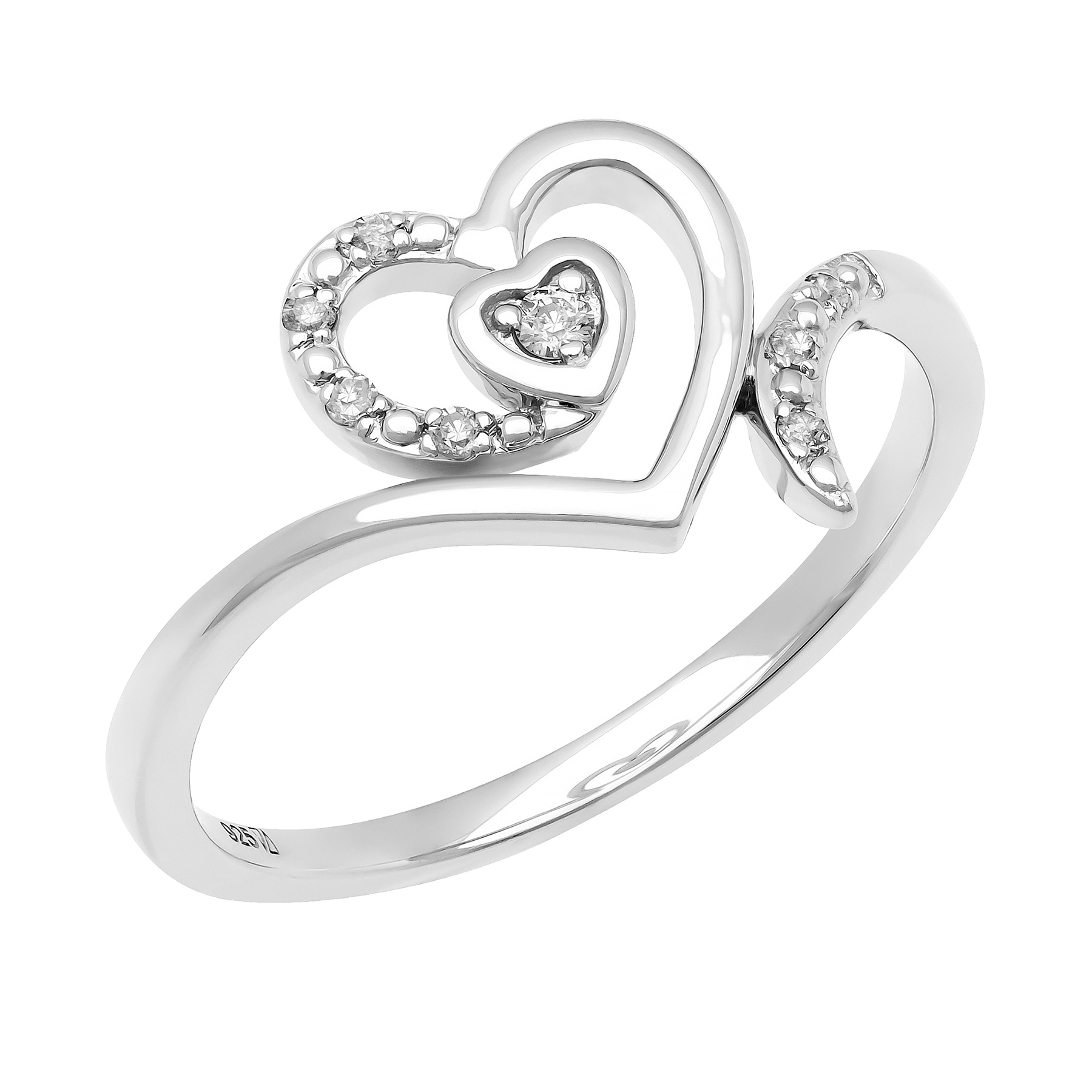 REEDS Women's 1/20Ctw Diamond Heart Swirl Sterling Silver Promise Ring Ring Size: 5