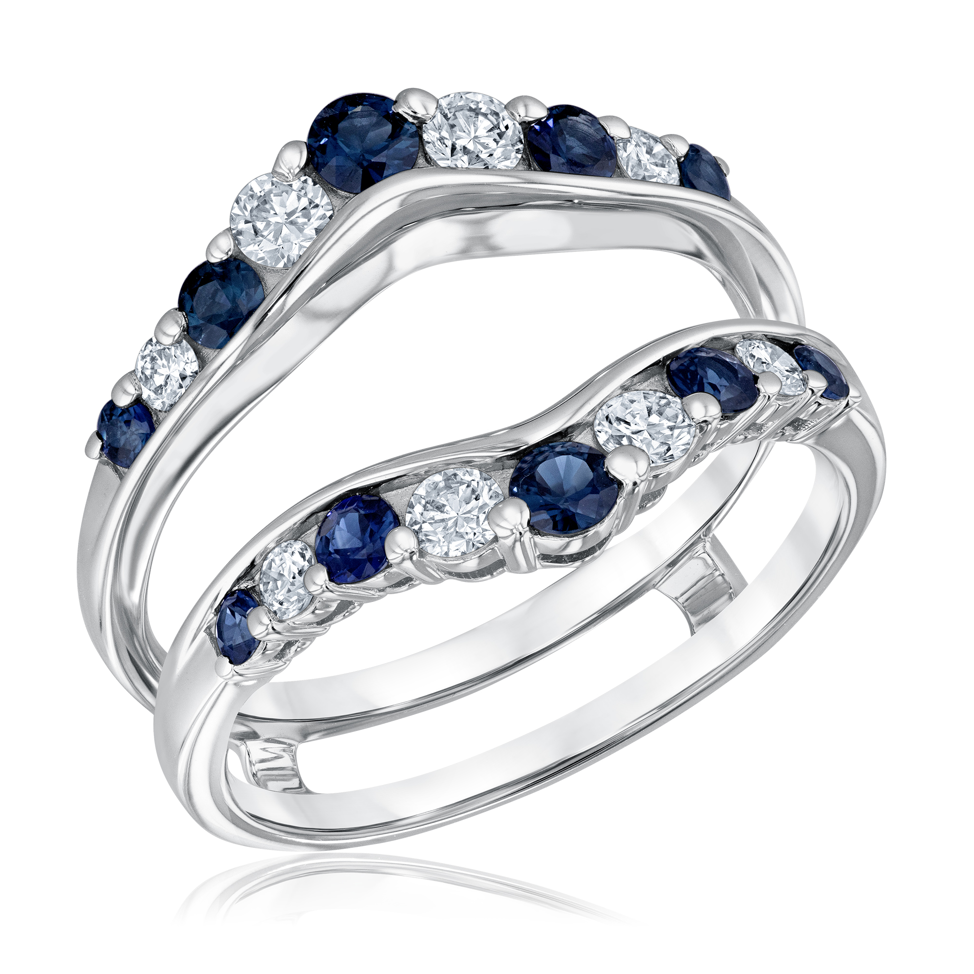1/2ctw Diamond and Blue Sapphire White Gold Ring Guard | Embrace Collection -  Ellaura, R34-121747