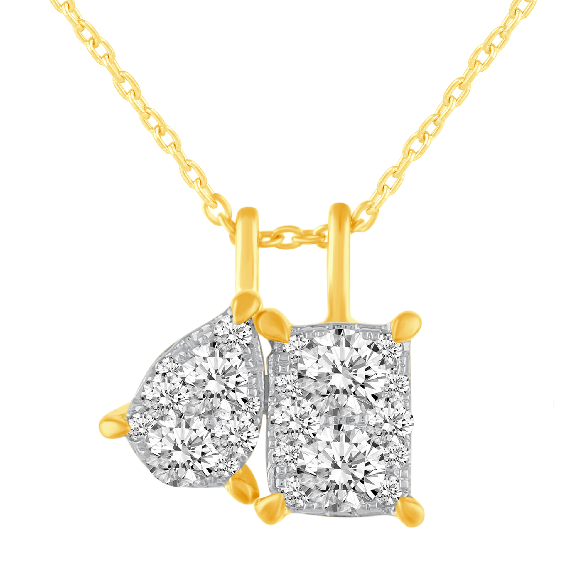1/2ctw Diamond Mixed Shape Yellow Gold Pendant Necklace