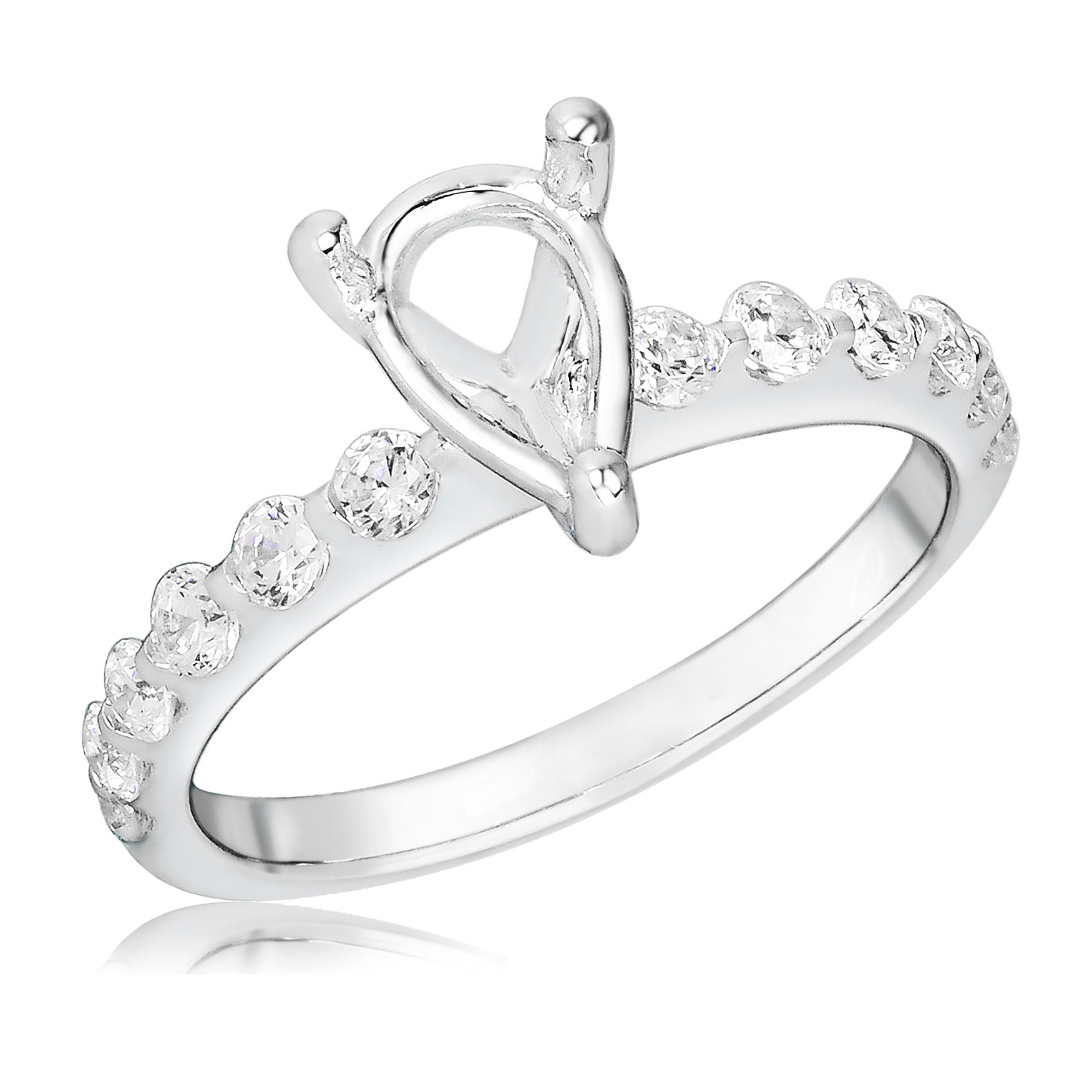 1/2ctw Diamond White Gold Engagement Ring Setting - Size 6.5