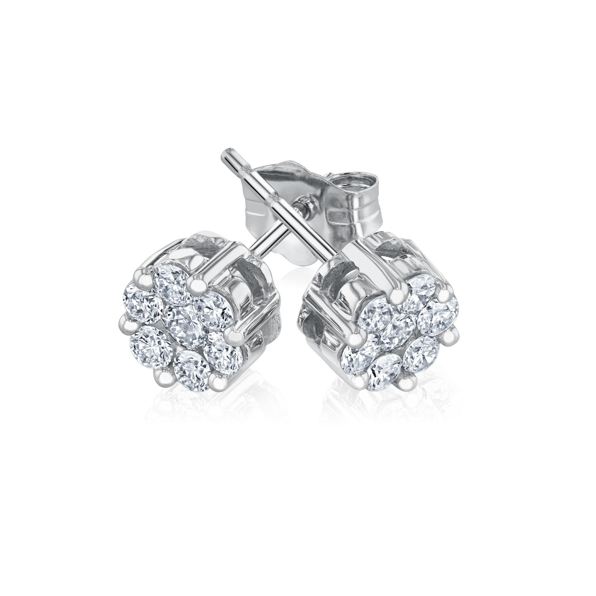 1/2ctw Round Diamond Composite Flower White Gold Stud Earrings -  REEDS, ER1052A68W