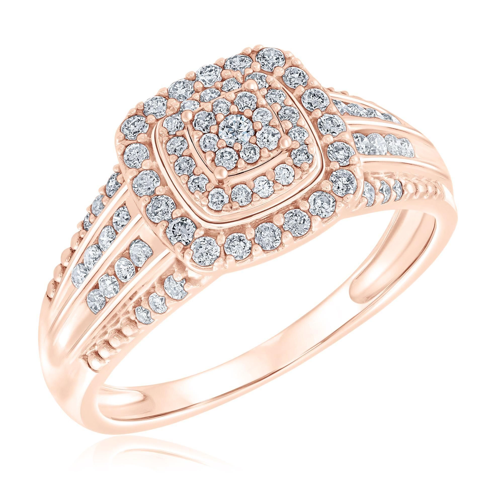 1/2ctw Round Diamond Multi-Row Rose Gold Engagement Ring - Blush 