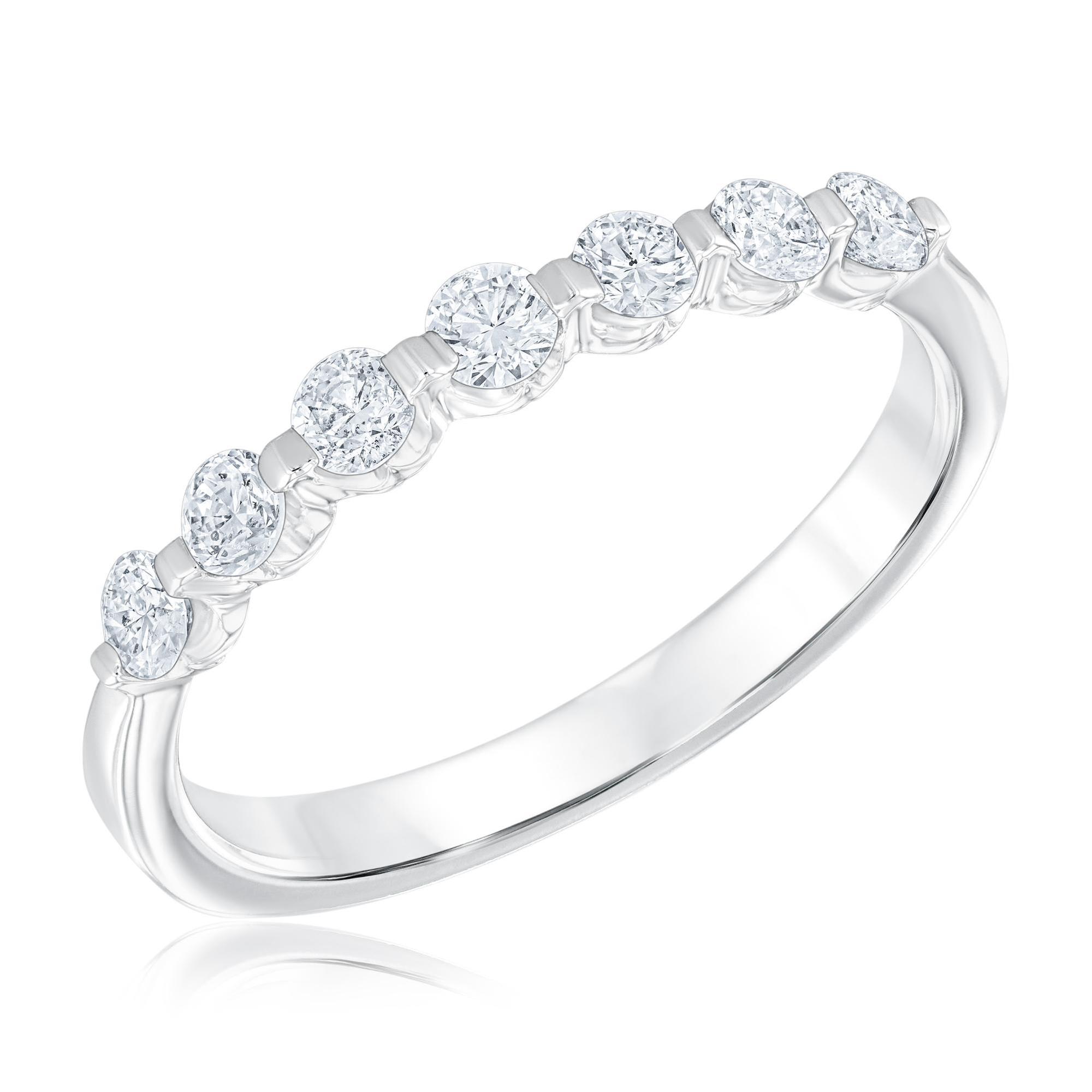 1/2ctw Round Diamond White Gold Bar Set Band Wedding Band | Embra