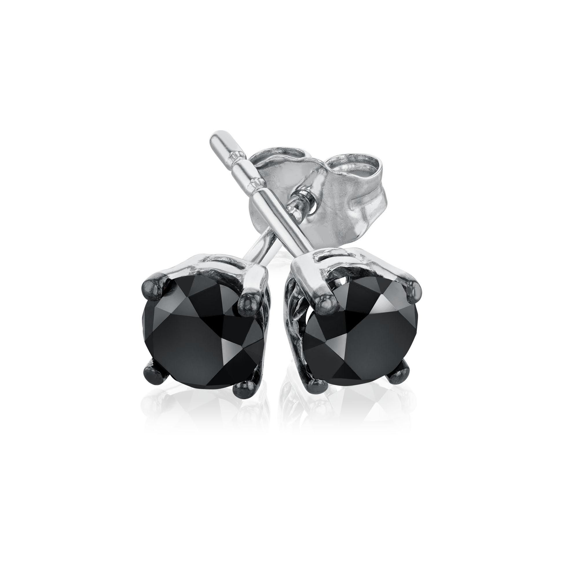1/2ctw Round Treated Black Diamond Solitaire White Gold Stud Earr