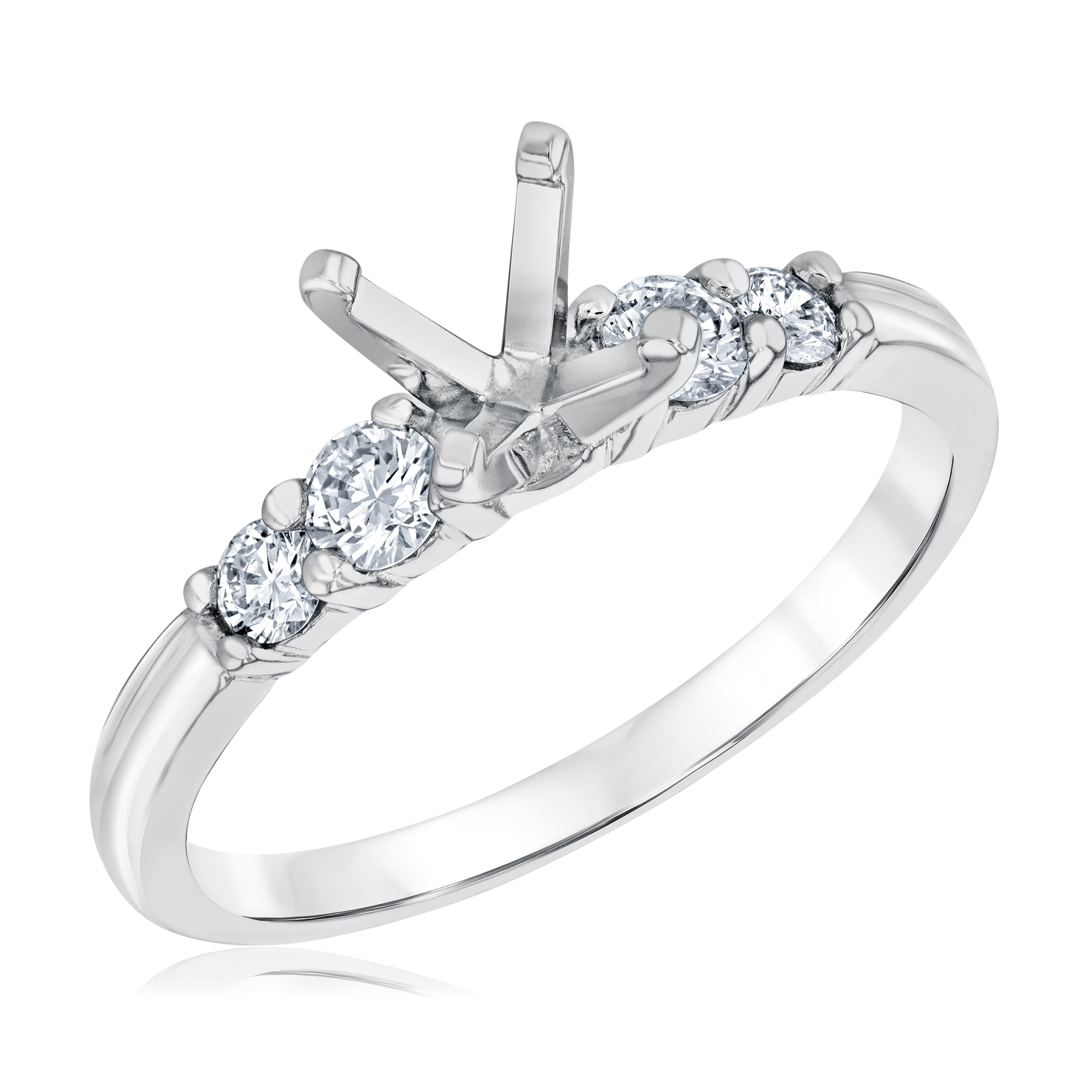 1/3ctw Diamond White Gold Engagement Ring Setting - Size 6.5