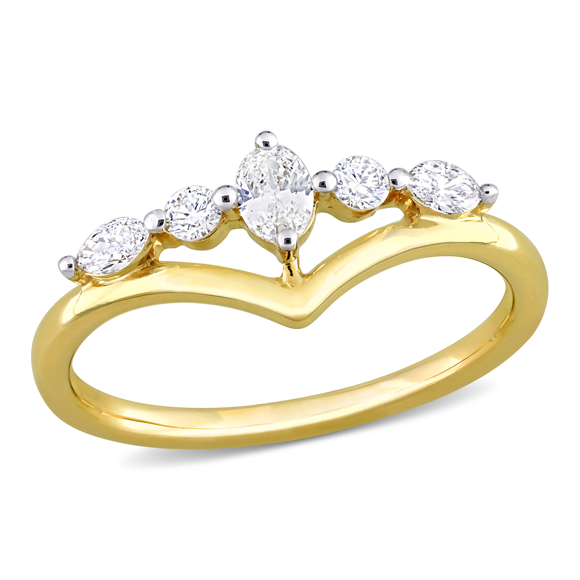1/3ctw Multi-Shape Diamond Right-Hand Yellow Gold Ring | Size 9