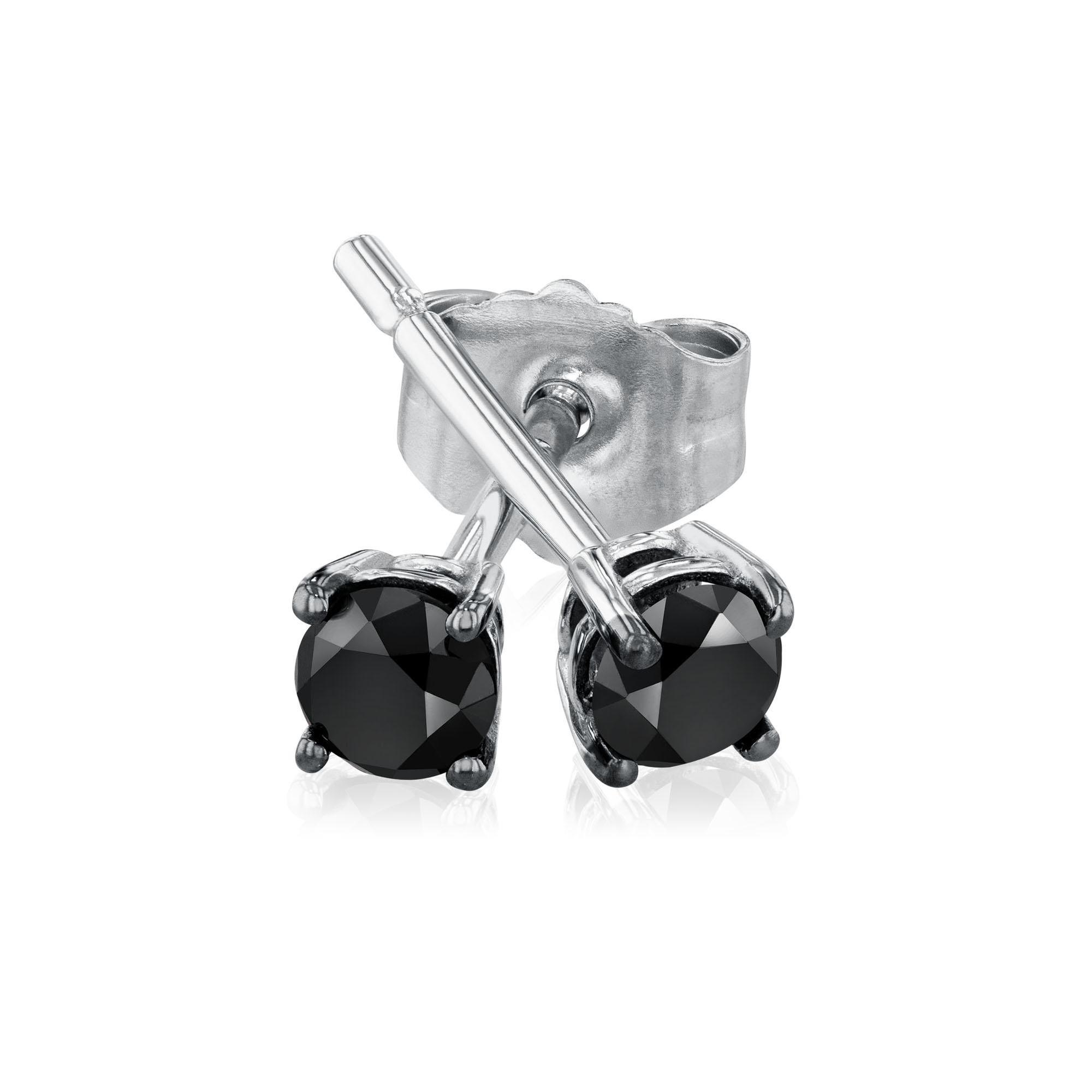 1/3ctw Round Treated Black Diamond Solitaire White Gold Stud Earr