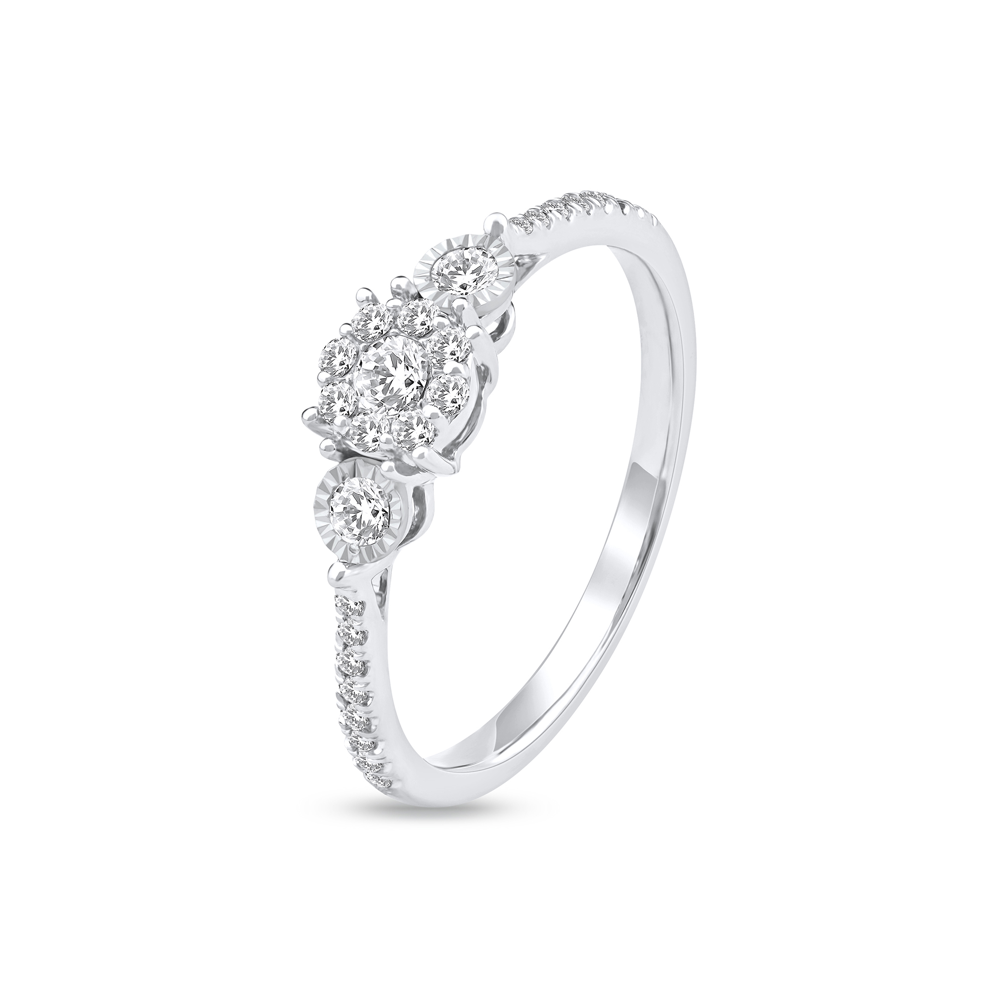 REEDS Womens 13Ctw Round Diamond Halo White Gold Ring Ring Size 75 1300$
