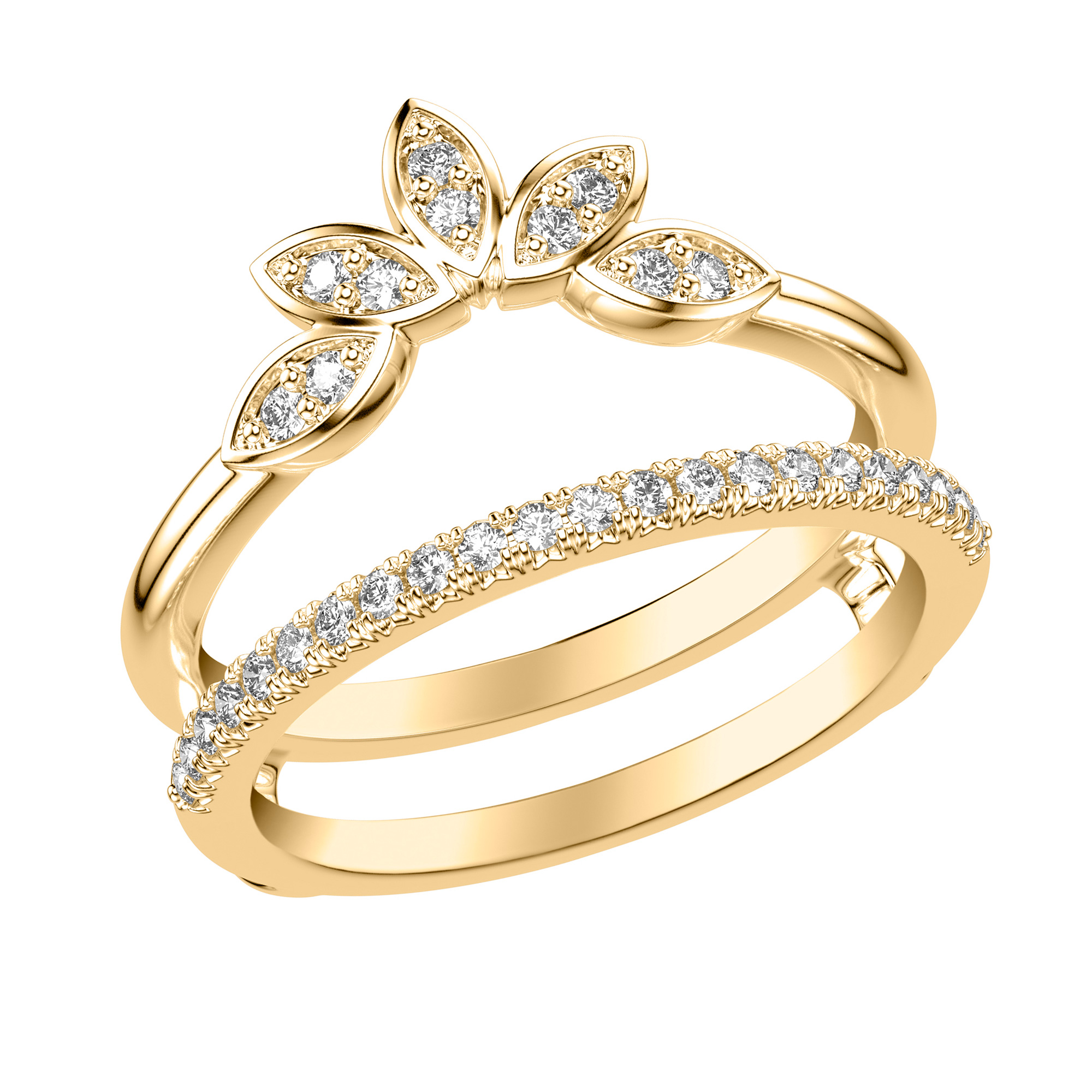 1/4ctw Diamond Asymmetrical Floral Yellow Gold Ring Guard - Size 8.5