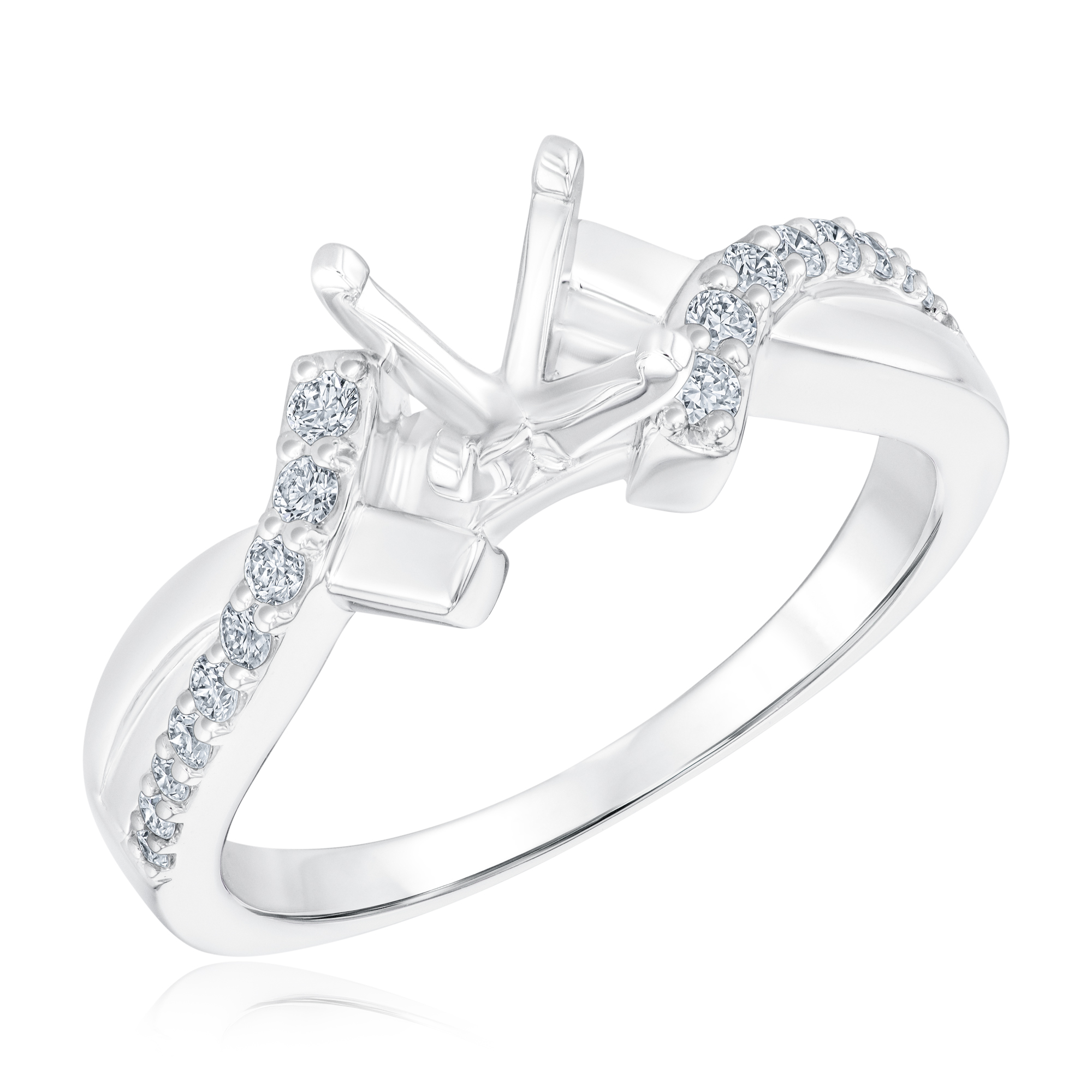 1/4ctw Diamond Bypass White Gold Engagement Ring Setting | Design Collection | Size 7