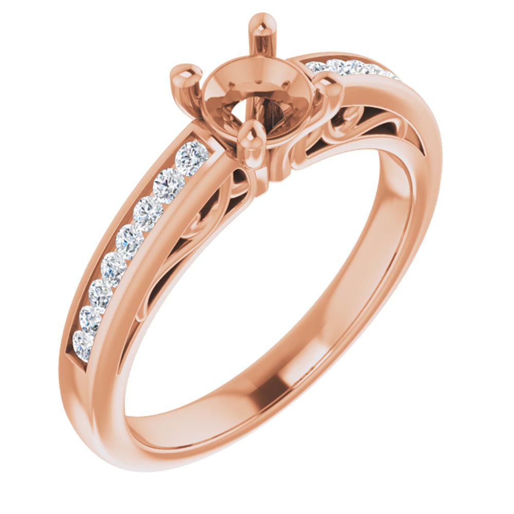 1/4ctw Diamond Channel-Set Rose Gold Engagement Ring Setting -  REEDS Love's Path, 122848RG