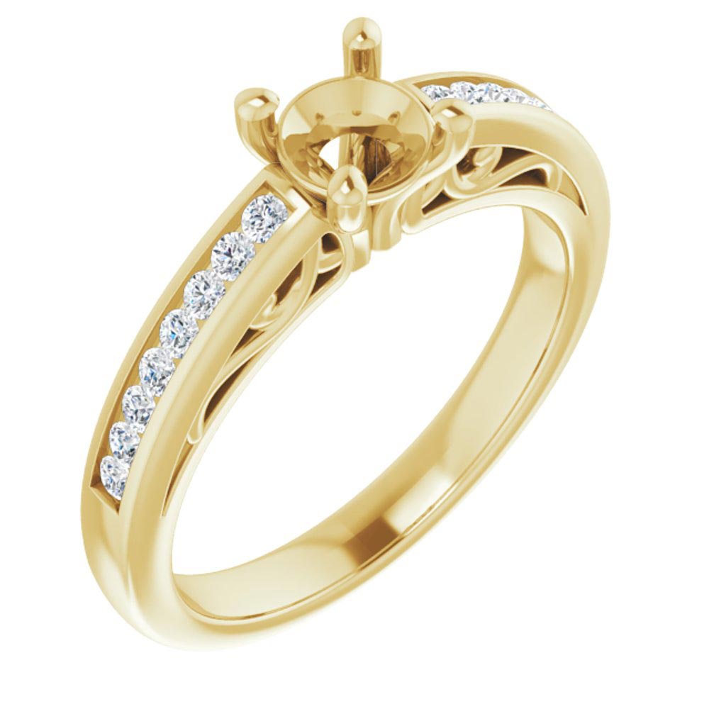 1/4ctw Diamond Channel-Set Yellow Gold Engagement Ring Setting -  REEDS Love's Path, 122848YG