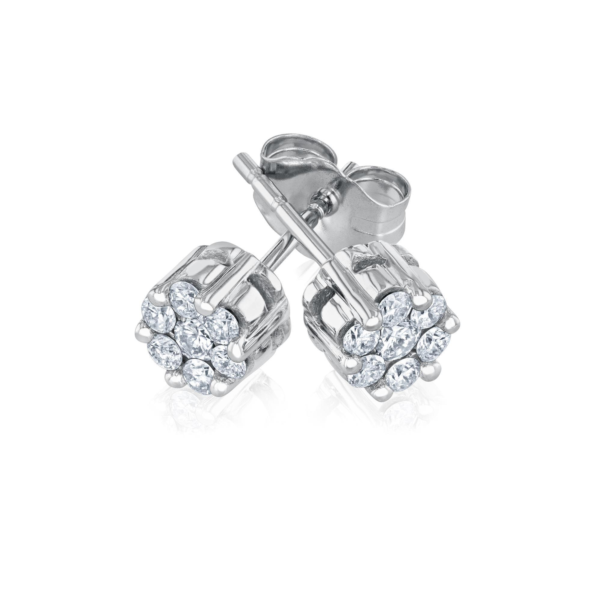 1/4ctw Round Diamond Composite Flower White Gold Stud Earrings -  REEDS, ER1050A68W