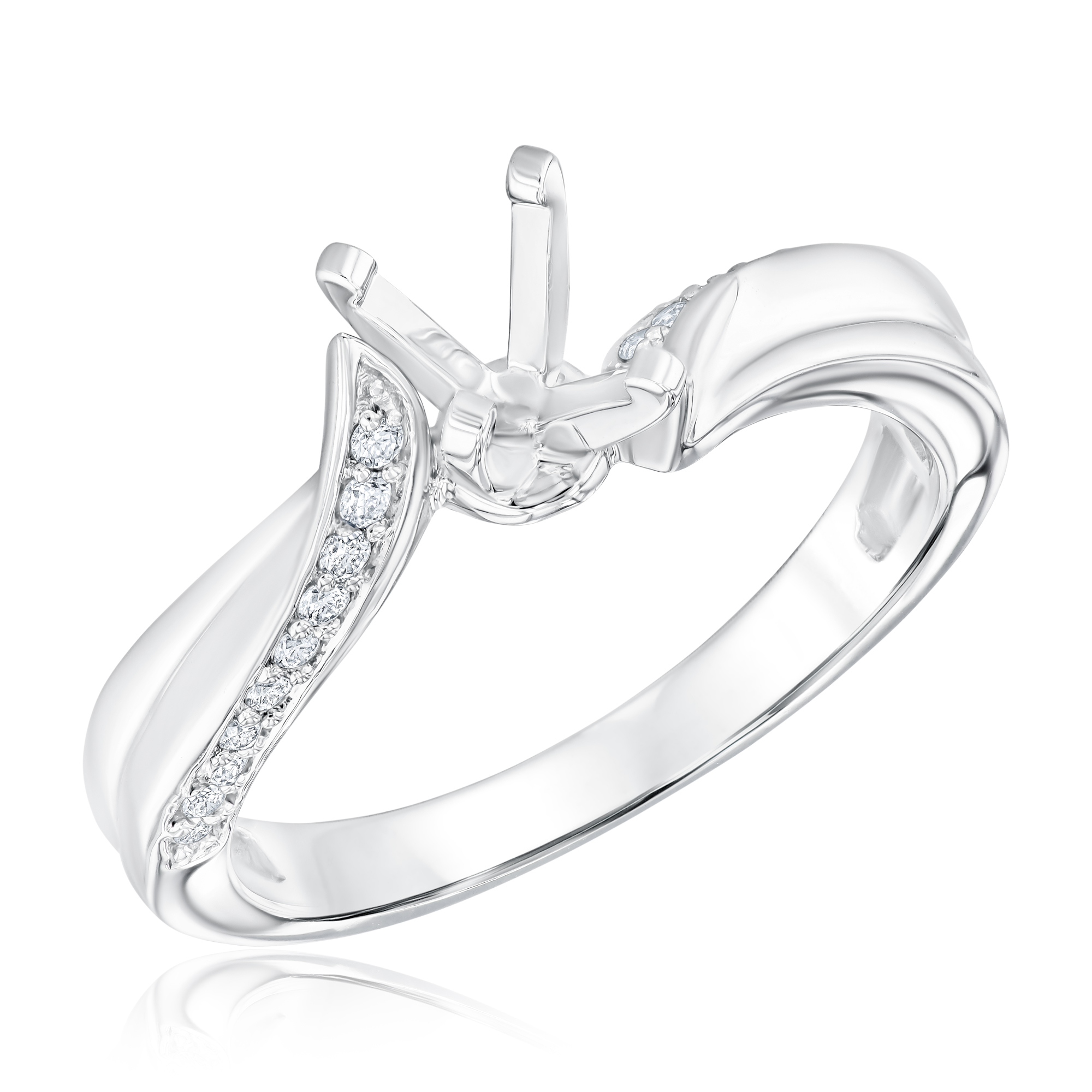 1/6ctw Diamond Bypass White Gold Engagement Ring Setting | Design