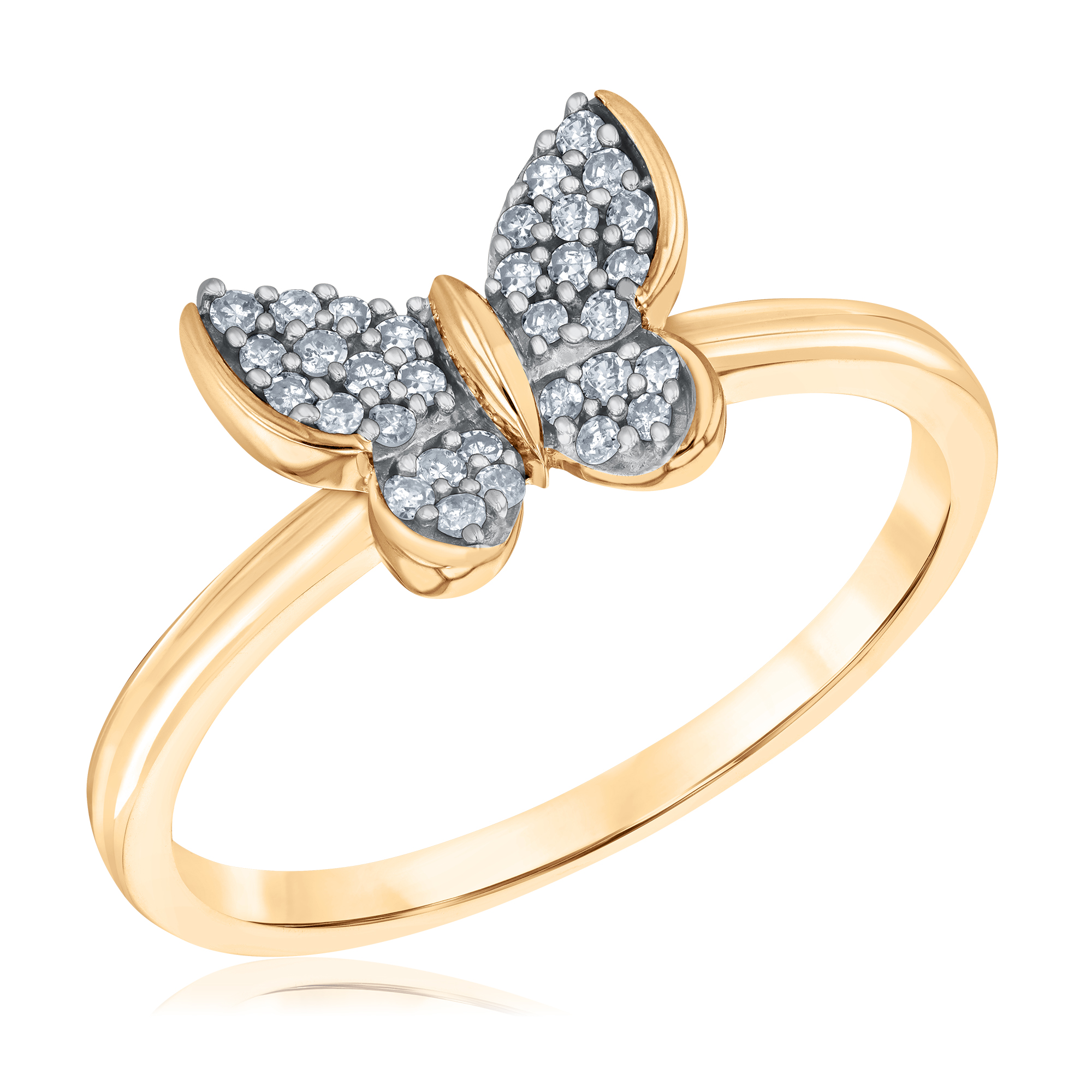 1/6ctw Diamond Yellow Gold Butterfly Ring