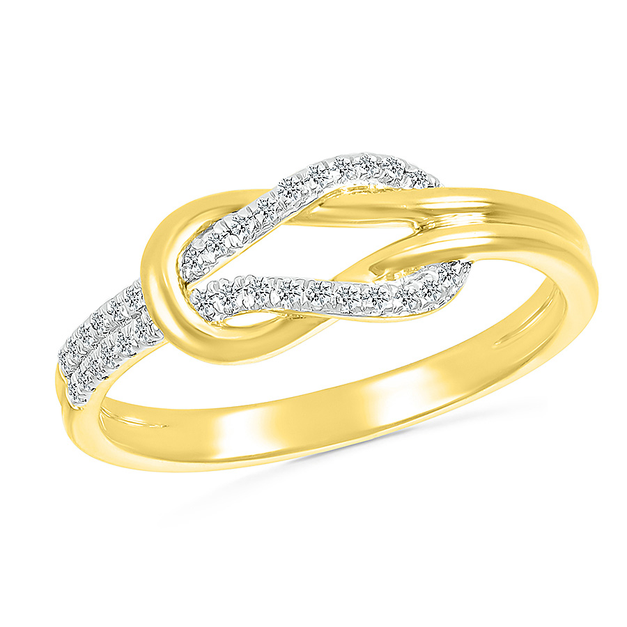 1/8ctw Diamond Knot Yellow Gold Ring - Size 6