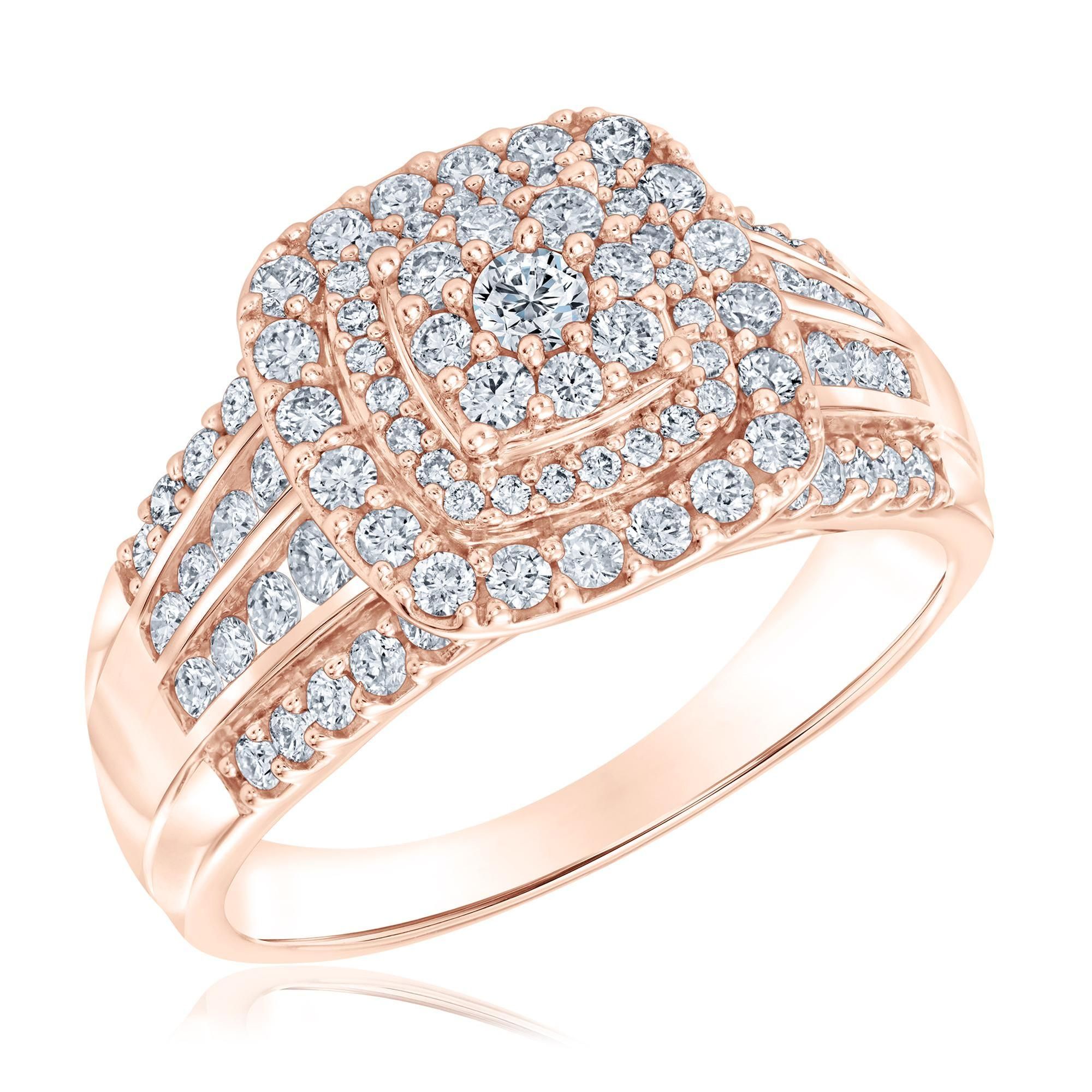 1ctw Cushion Diamond Composite Halo Yellow Gold Engagement Ring - Glow Collection - Size 6