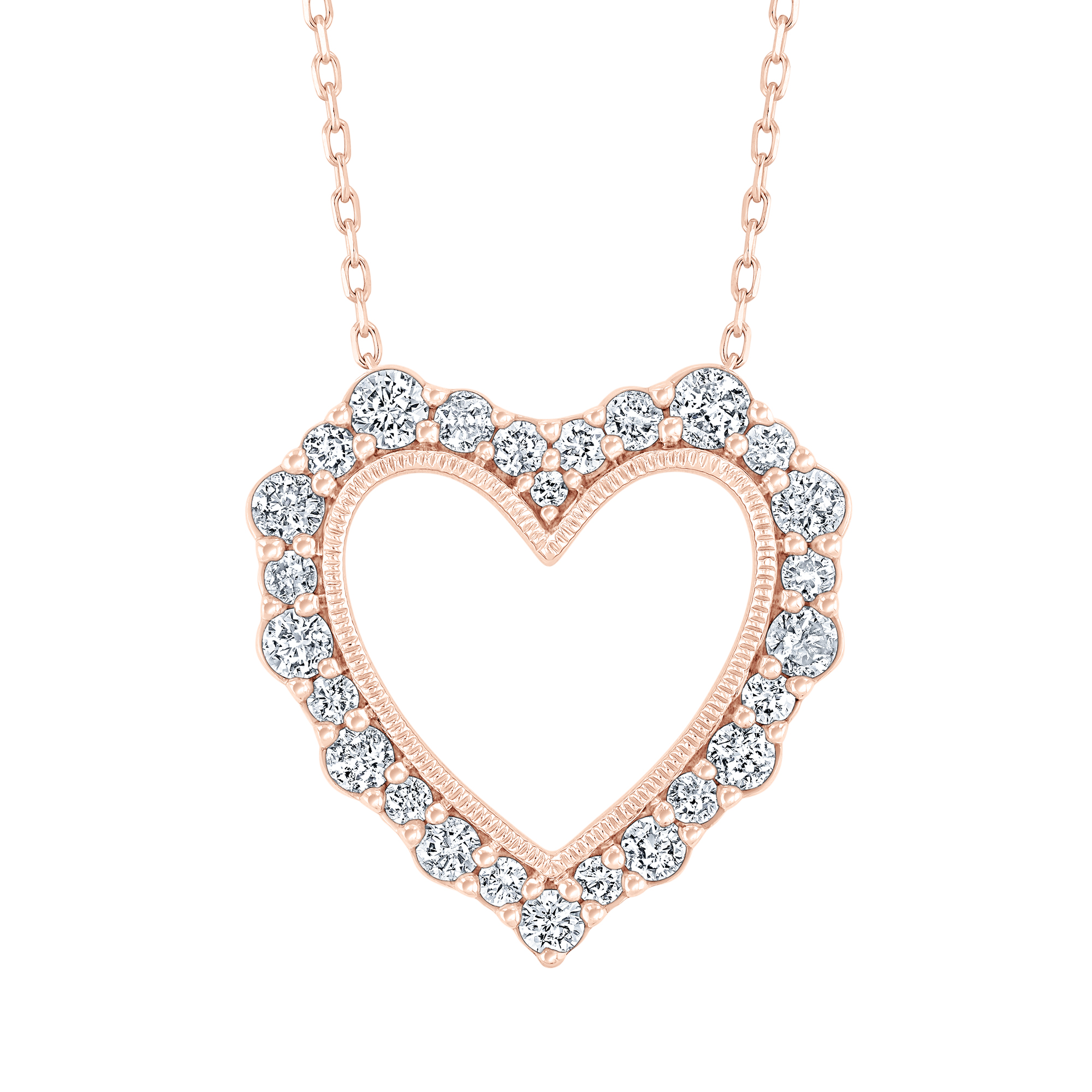 1ctw Diamond Heart Rose Gold Pendant Necklace