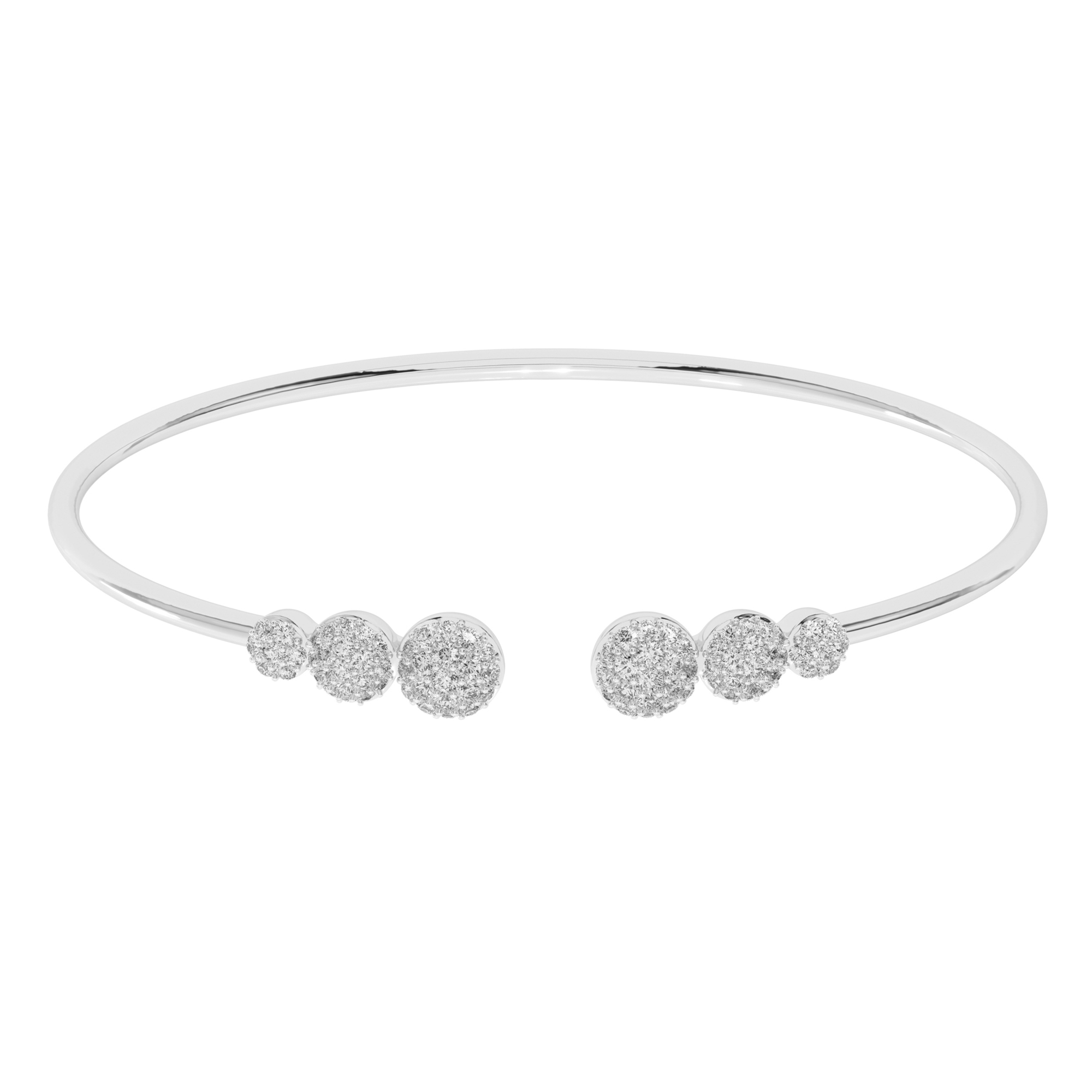 REEDS 1ctw Lab Grown Diamond Cluster White Gold Bangle Bracelet