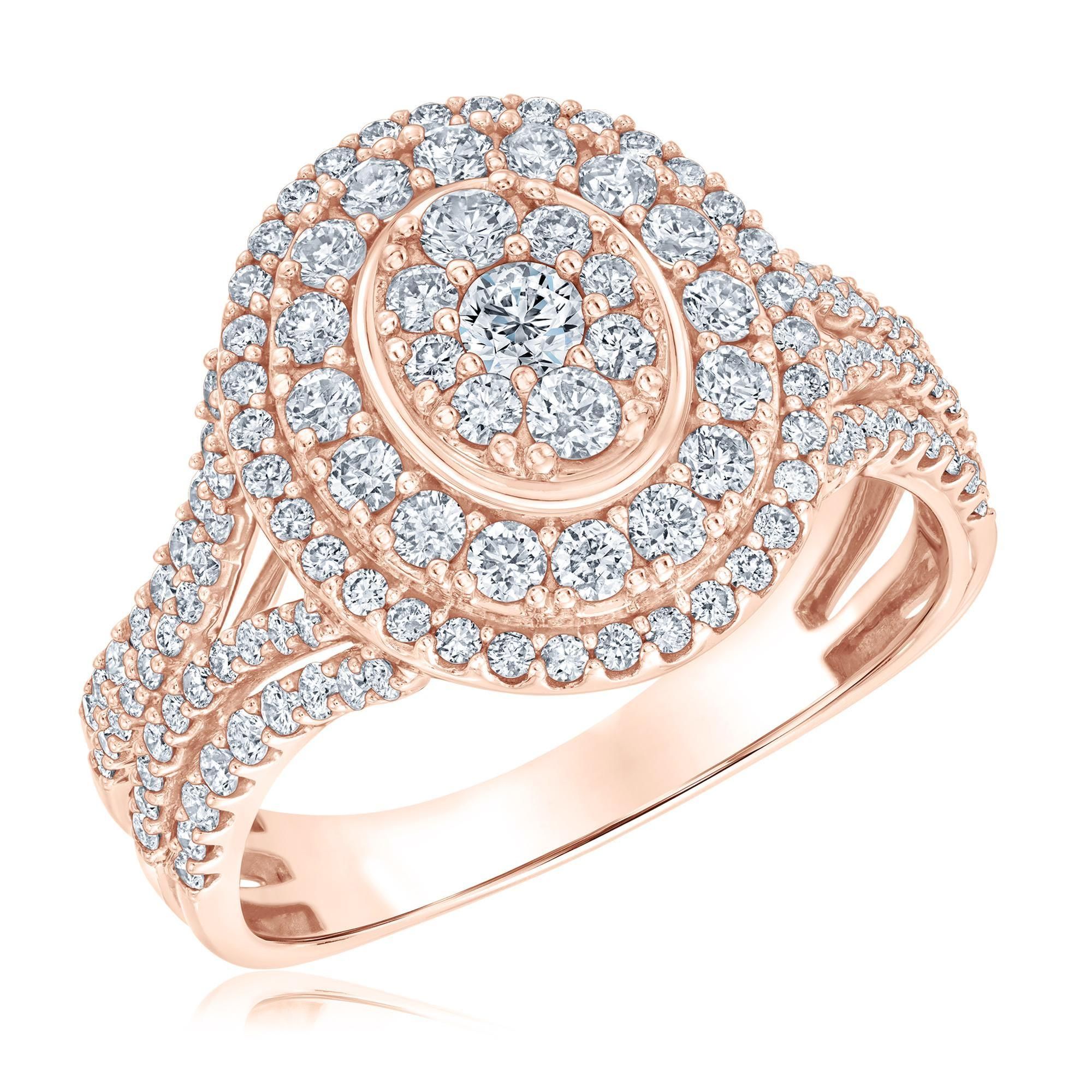 1ctw Oval-Shaped Diamond Composite Rose Gold Engagement Ring - Blush Collection - Size 5
