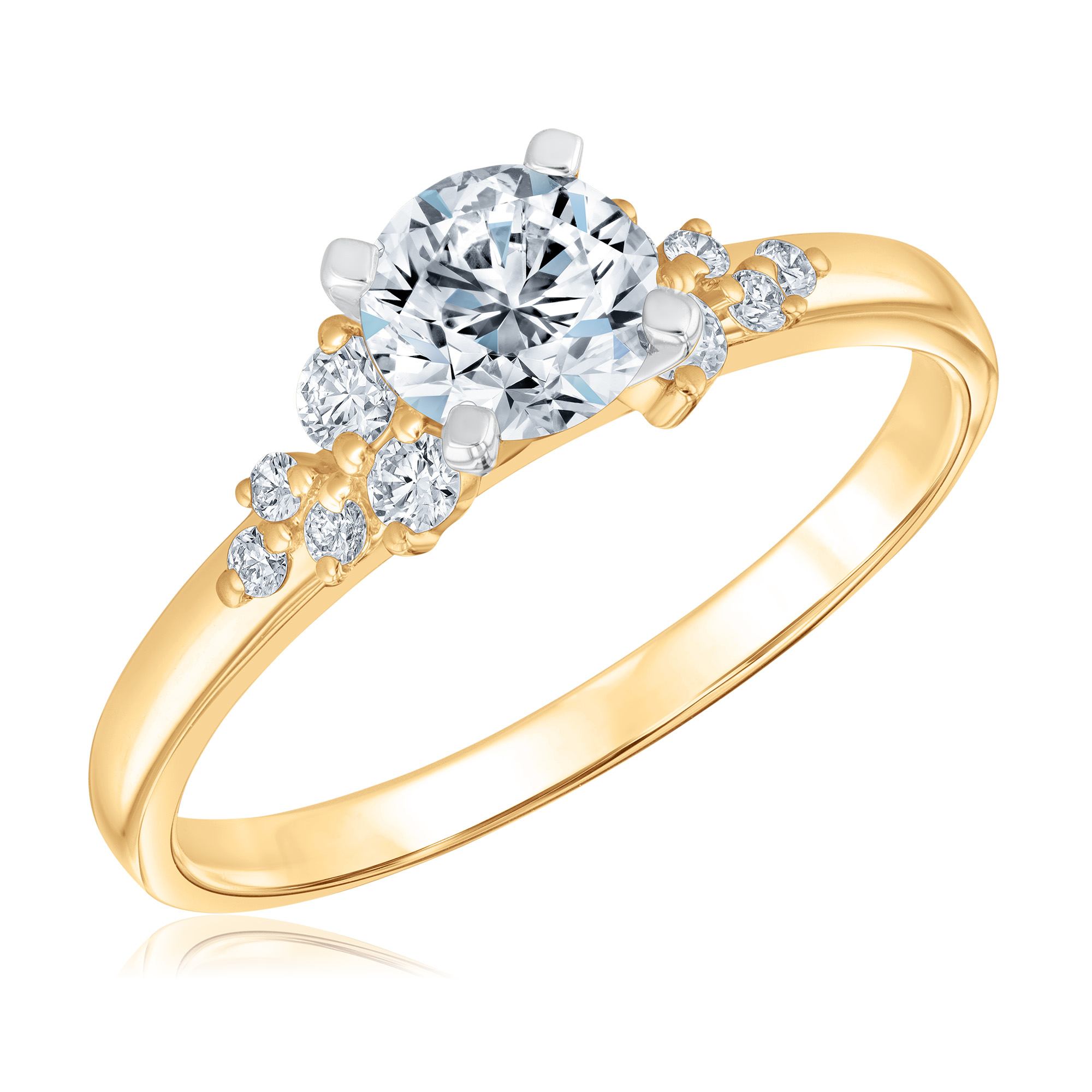 REEDS Womens 1Ctw Round Diamond Yellow Gold Engagement Ring Ring Size 65 3750$