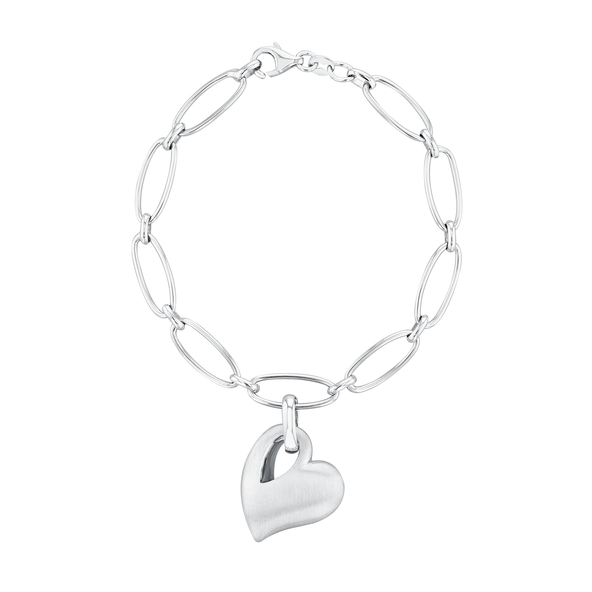 Breuning  Sterling Silver Heart Charm Bracelet