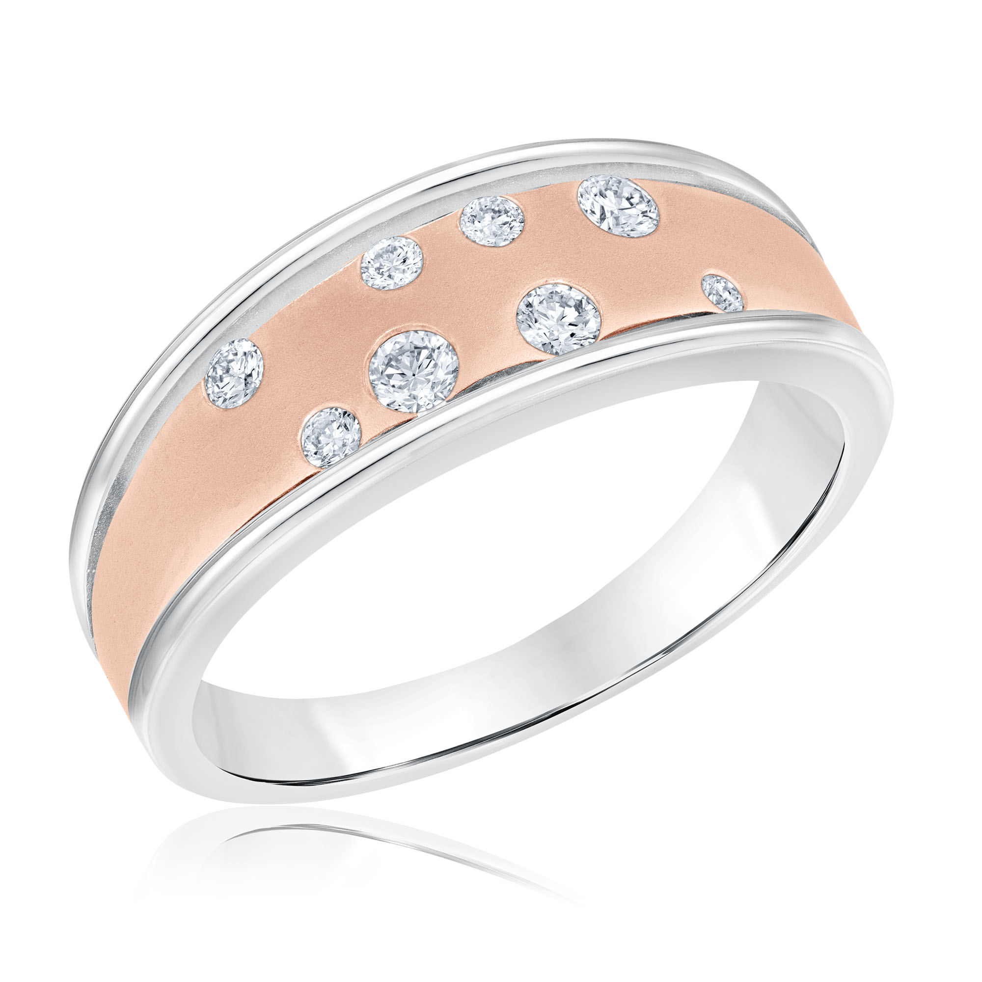 Breuning Women's  1/5ctw Diamond Two-Tone 14k Rose Gold and White Gold Ring  Ring Size 7.5