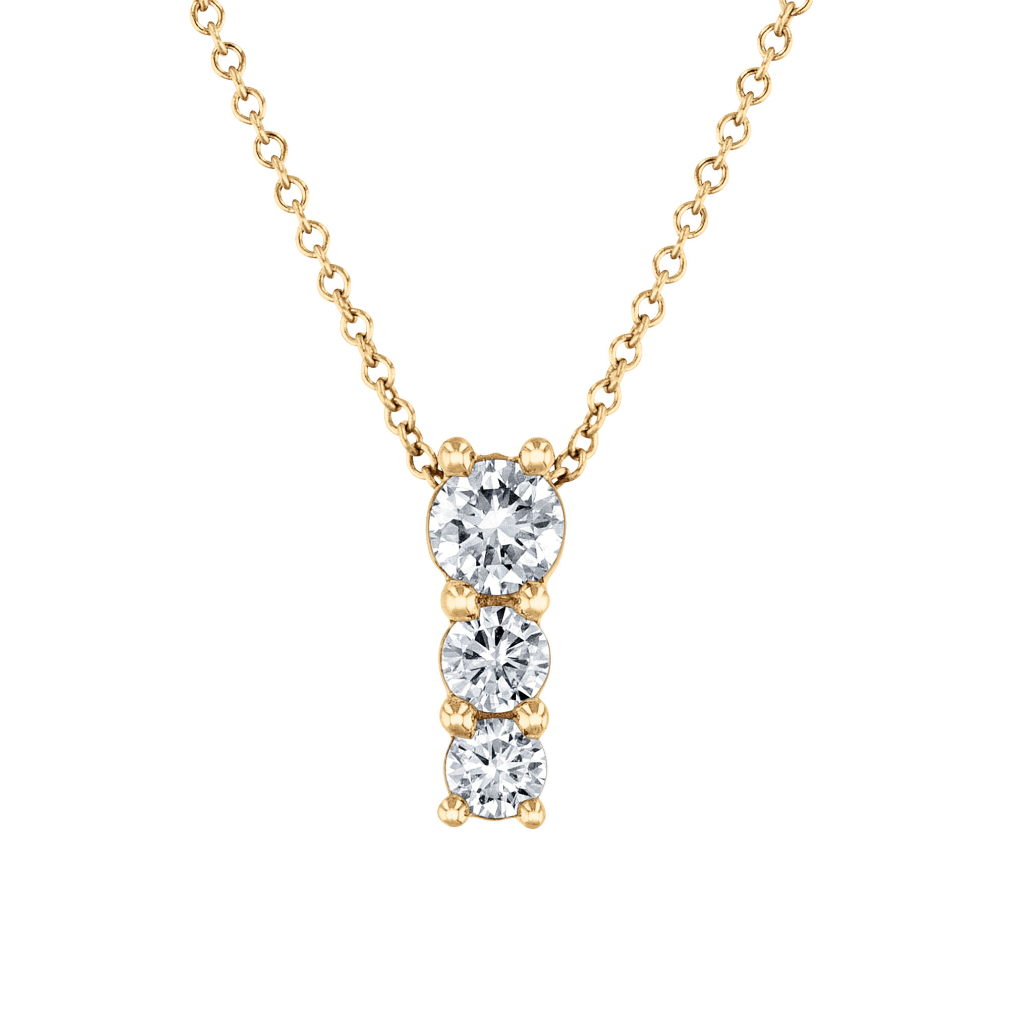 REEDS 12ctw Lab Grown Diamond 10K Yellow Gold Three-Stone Pendant Necklace 780$