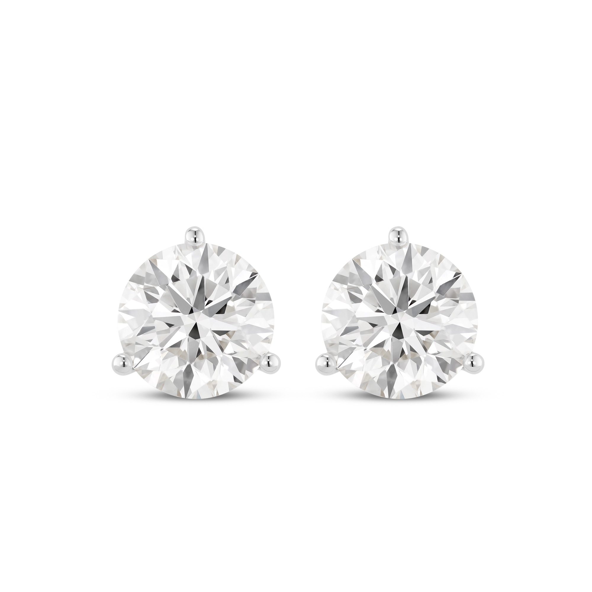 Lightbox  2ctw Round Lab Grown Diamond White Gold Solitaire Stud Earrings