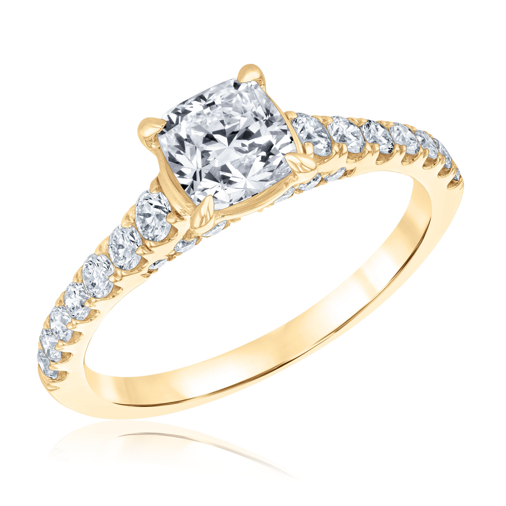 REEDS Women's 1 5/8Ctw Cushion Diamond 14K Yellow Gold Engagement Ring  Ring Size 6.5